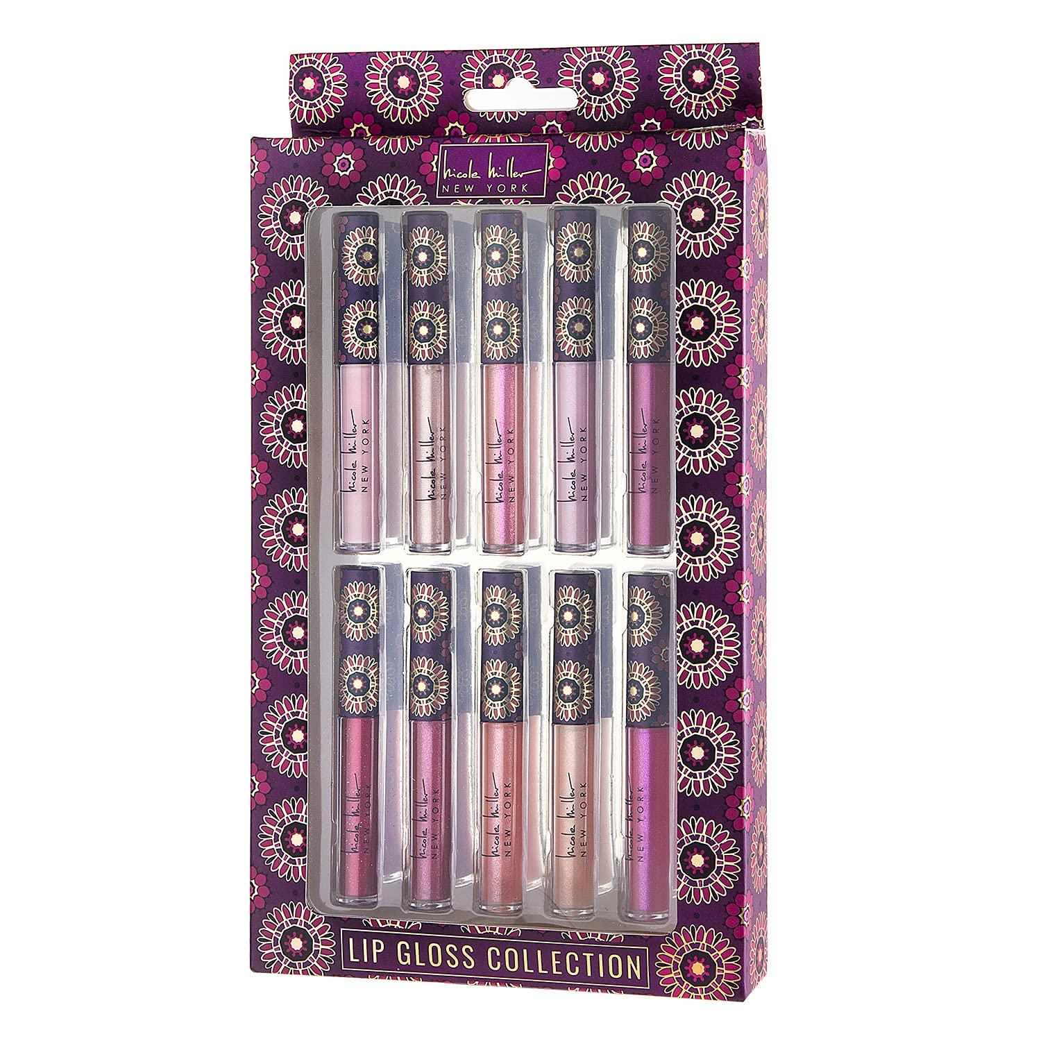 Nicole Miller 10 Pc Lip Gloss Collection, Shimmery Lip Glosses for