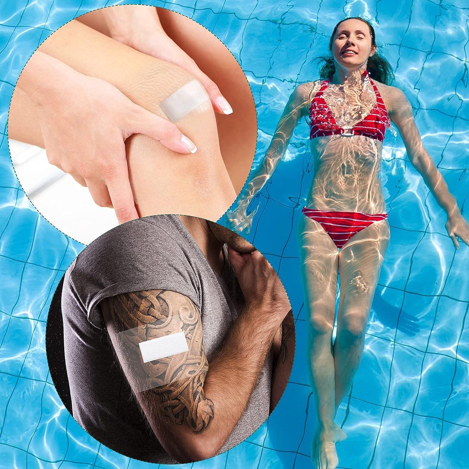 BBTO 100 Pieces Transparent Stretch Adhesive Bandage Waterproof Clear  Protective Shower Patch Film Cover Bandages Tattoo Aftercare Wrap, 4 Sizes  (2