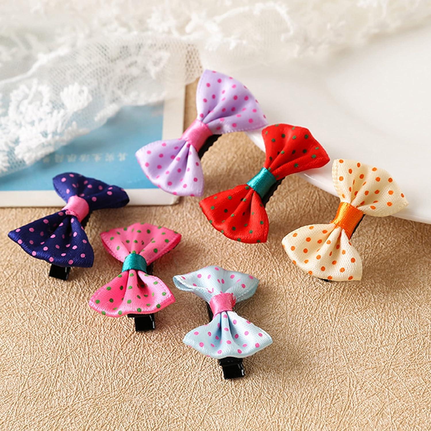 60pcs Ribbon Bows Bowknot Flower Handmade Bright Color Hair Bows  Accessories for Girls Red