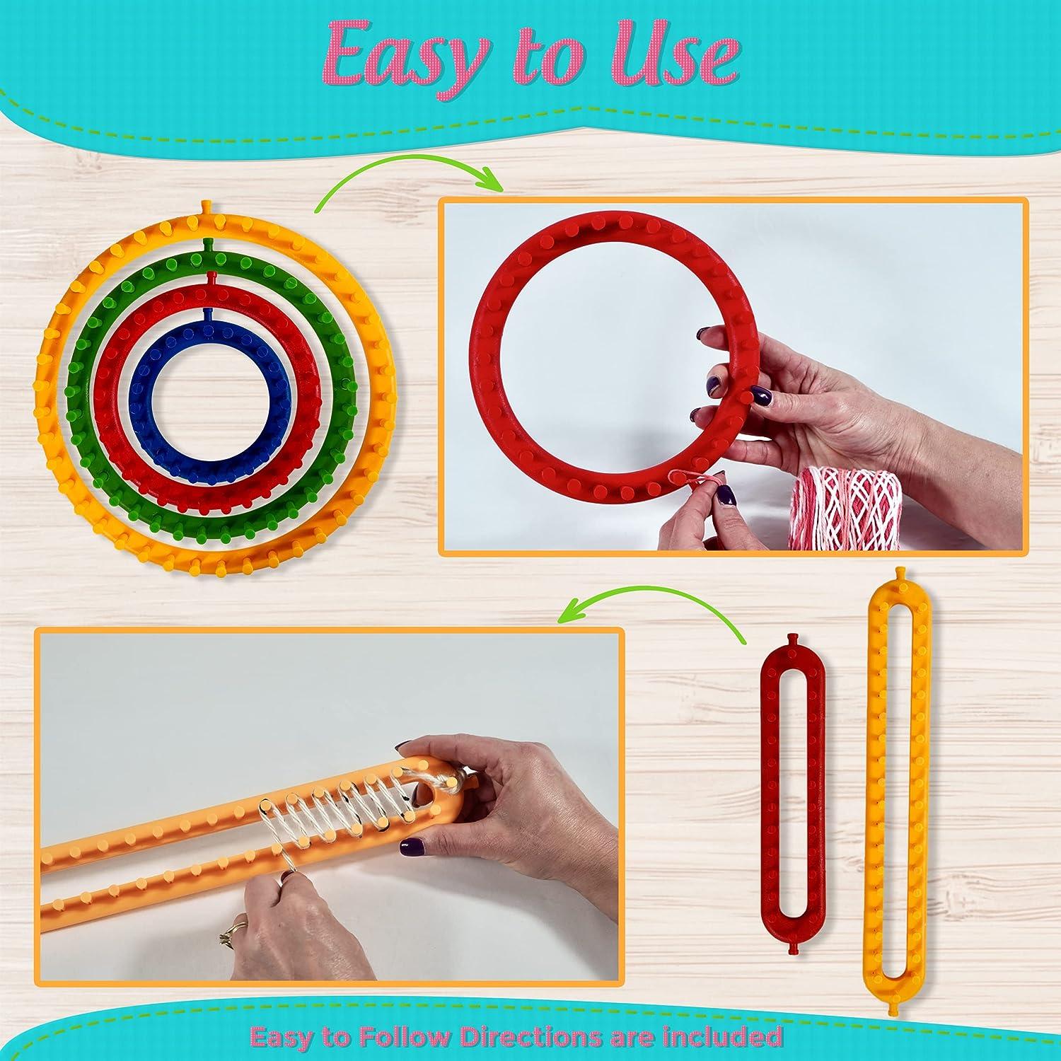 Olikraft Knitting Loom Tool Kit – Set of Circular Round and Long  Rectangular Looms with Loom Picks and Plastic Darning Needle. Great for  Kids or Baby