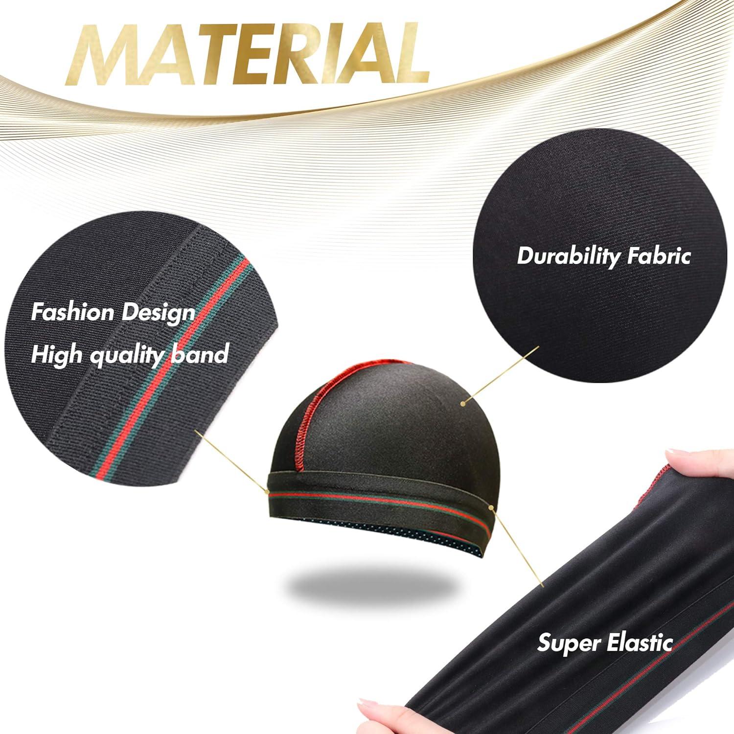 360 Wave Stocking Cap - Stretchable 2 PACK (BLACK)