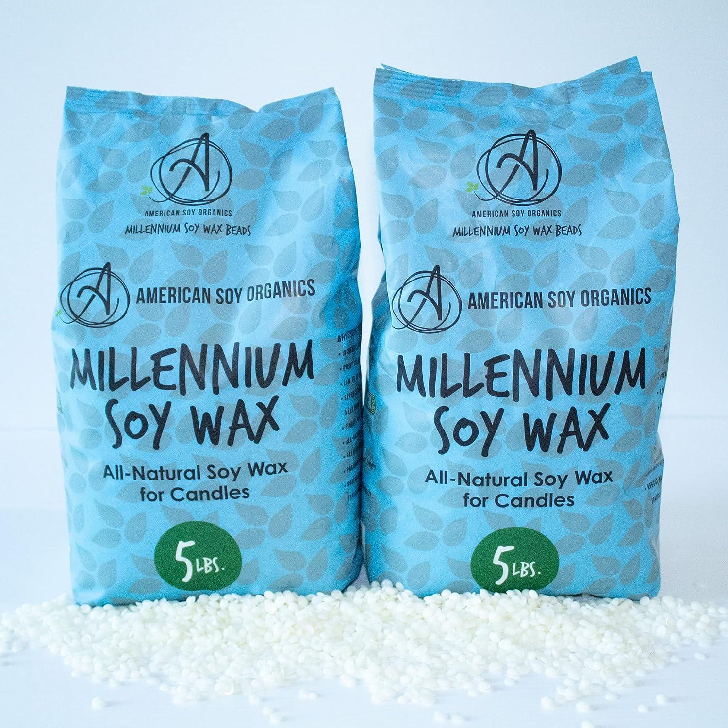 American Soy Organics Millennium Wax - 10 lb Bag of Natural Soy Wax for  Candle Making 10 pound bag