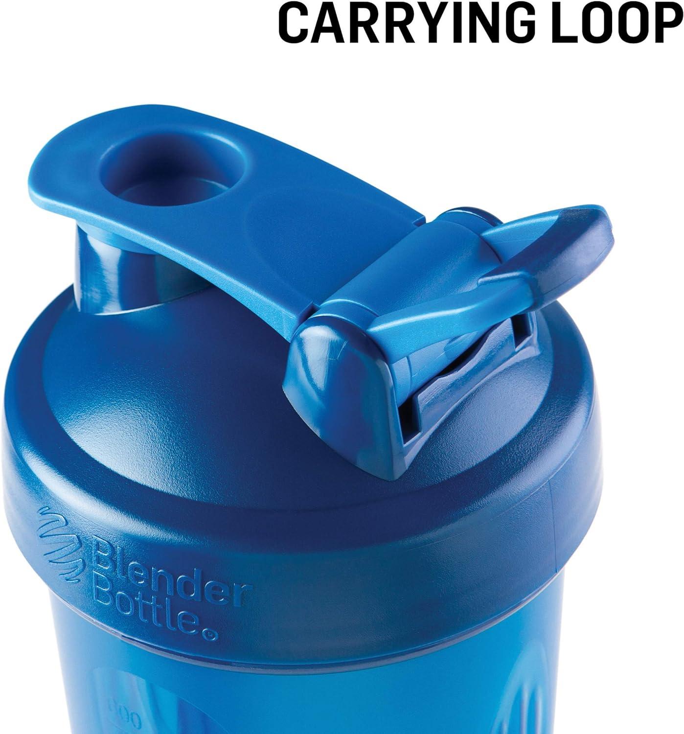 Blender Bottle Shaker Mixer Cup Reusable Silicone Straw - Blue