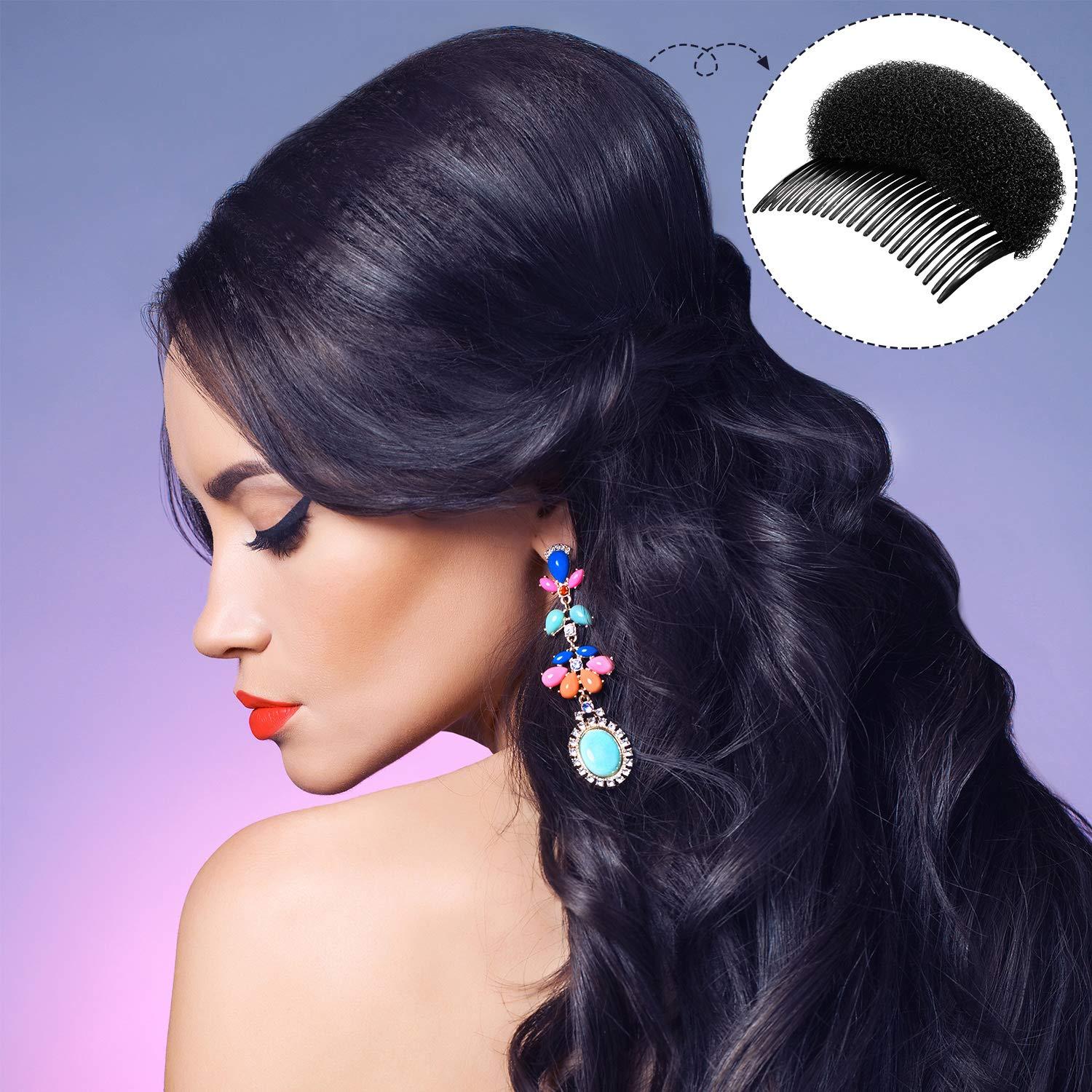 10 Pieces Bump Up Hair Accessories Volume Insert Set Styling Insert Braid  Tool Bump It Up Volume Hair Comb Hair Bump Base for Women Girls (Black