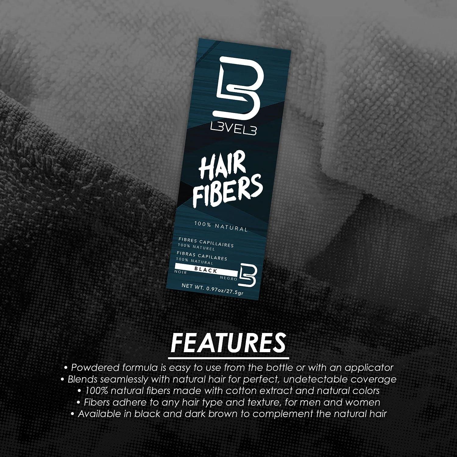 Level 3 Hair Fibers - Cover Bald Spot or Thinning Hair - Natural Looking  Finish - Instant Grey Coverage and Thicker Hair (Black)