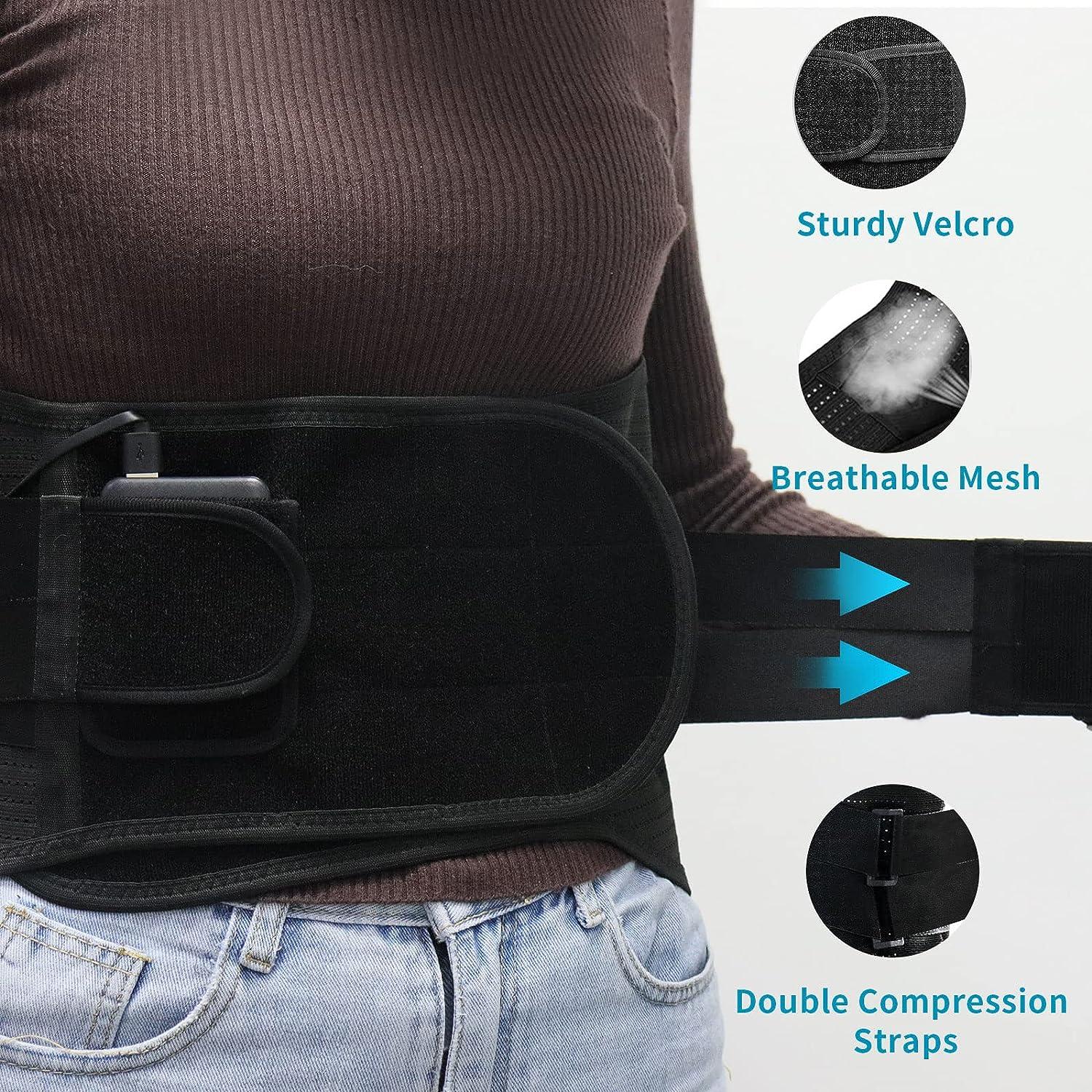 Heated Back Braces, Breathable Back Support Belt with Heating Operated by  Rechargeable Battery for Lower Back Pain Relief, Lumbar Support for Men and