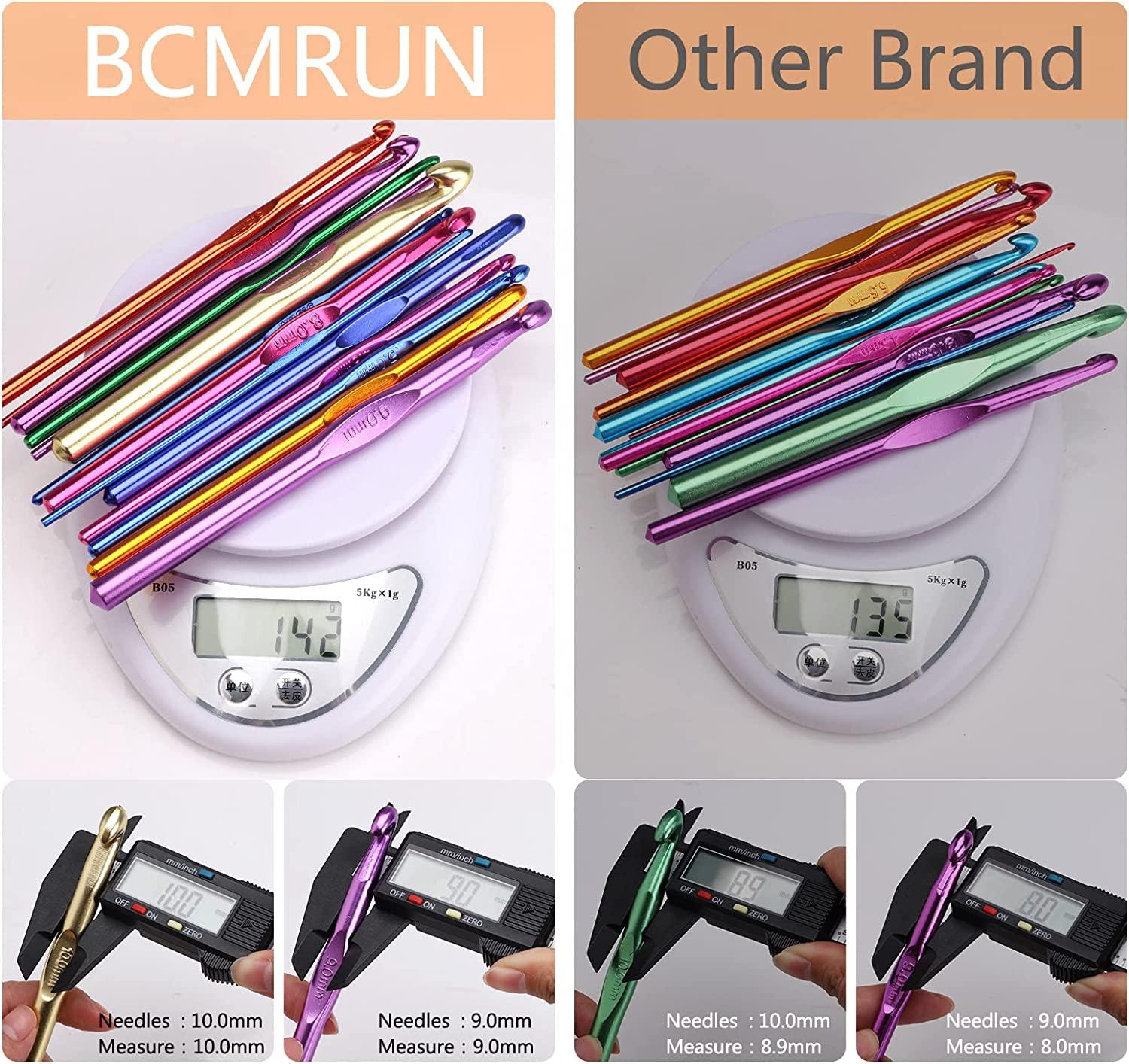  BCMRUN 14 pcs Multicolor Aluminum Crochet Hooks Knitting  Needles Craft Yarn 2-10mm