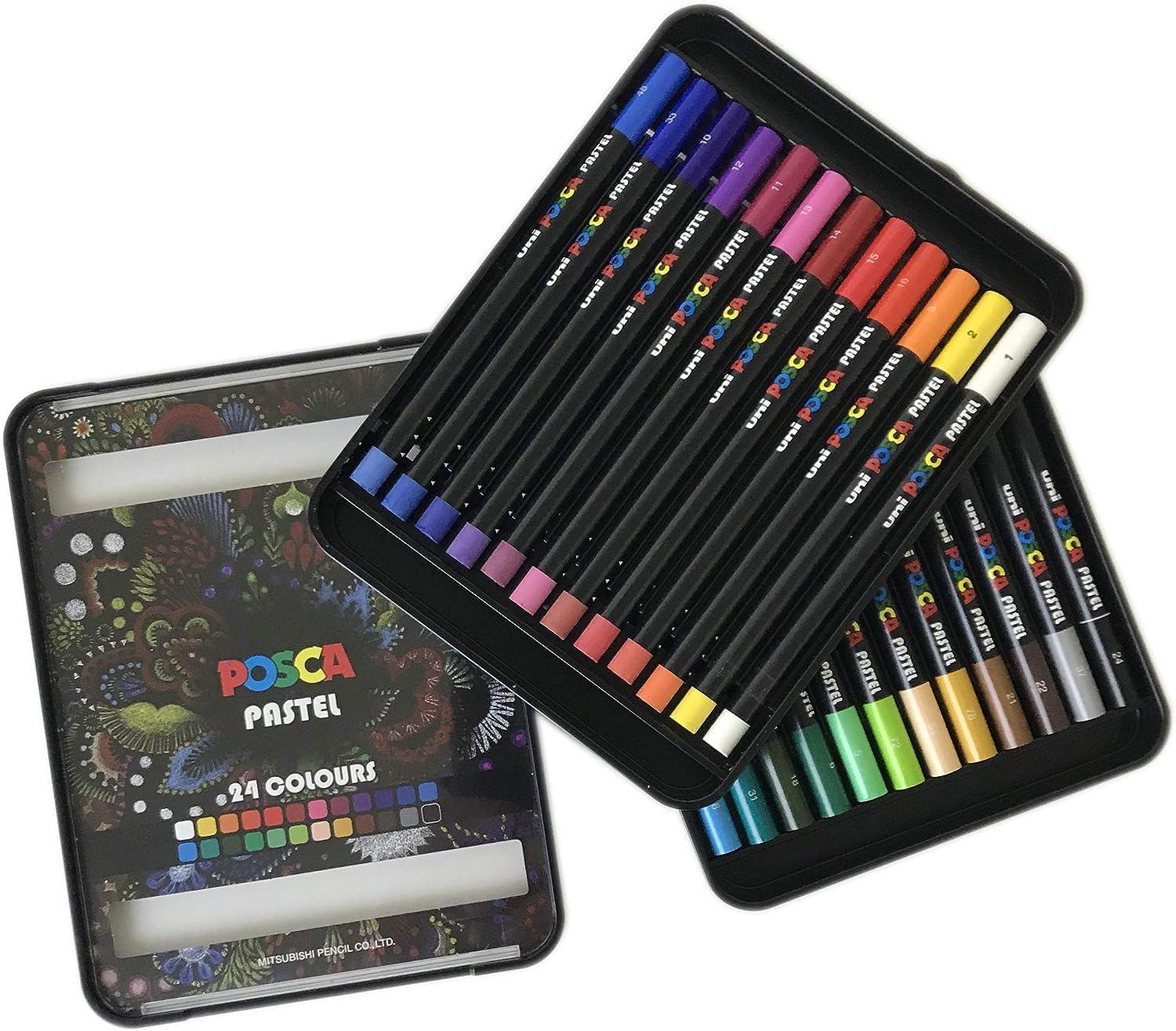 Posca Crayons Art Set of 24 Pastels Art Supplies, Crayons for Adults and  Kids Ages 2-4 and Up Toddler Crayons and Adult Crayons Crayons Bulk  Coloring Set Crayon Box