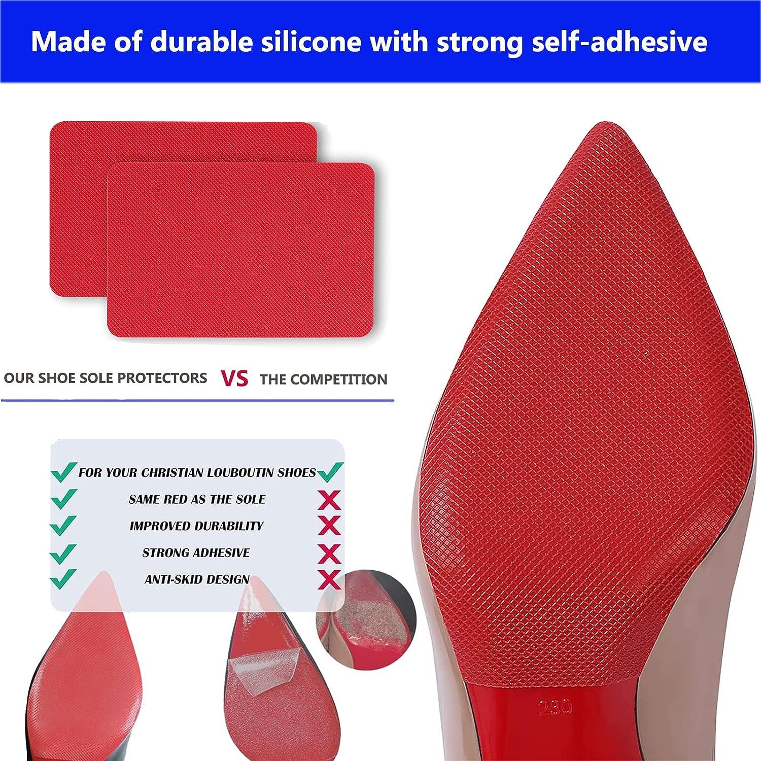 Shoe Sole Protectors for Christian Louboutin Heels, Red Silicone Non-Slip Self Adhesive Shoes Cover Bottoms, Shoe Bottom and Heel Anti Slip Grip