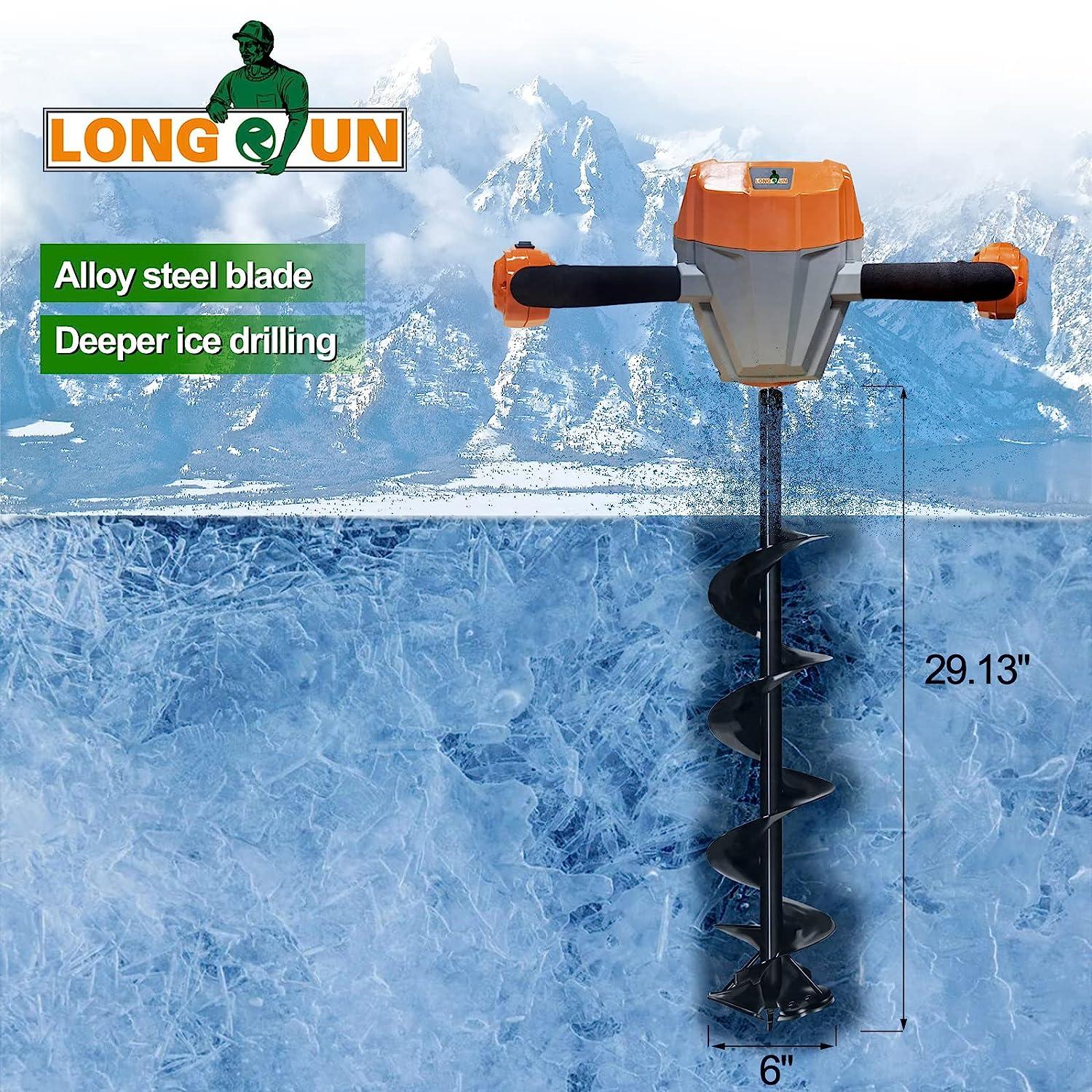 LONGRUN Ice Auger, Ice Augers for Ice Fishing, Power Auger Drill Bit for Ice  Post Hole Digger with Interchangeable & Sharp Blade, Ice Auger Bit for  Fishing, Burrowing, Drilling-6x 29