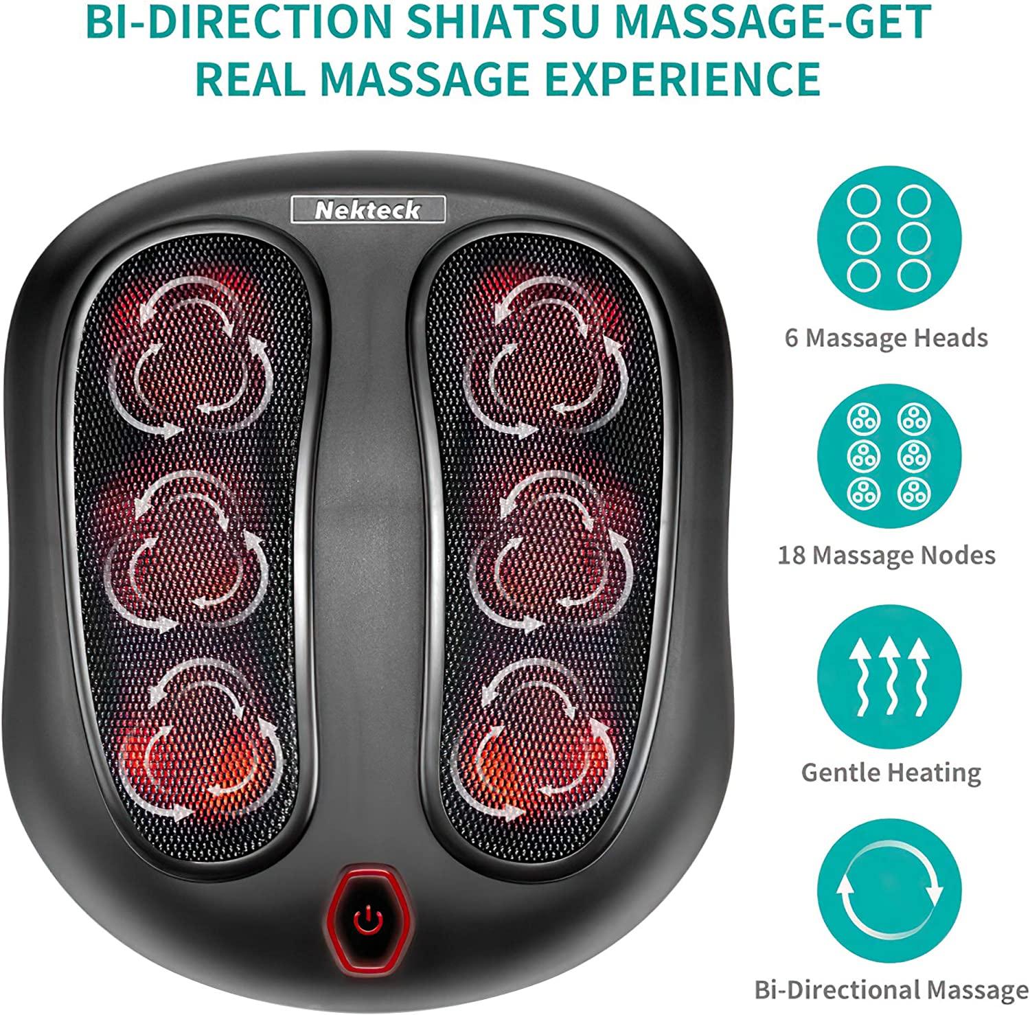 Nekteck Shiatsu Neck & Back Kneading Massager with Heat - health