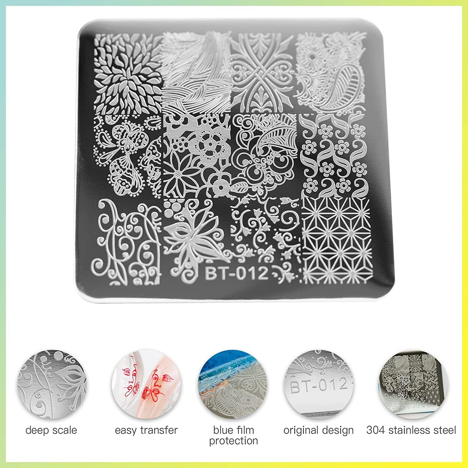6Pcs Nail Template Nail Plate Nail Art Stamping Plates Set, Mwoot Nail –  EveryMarket