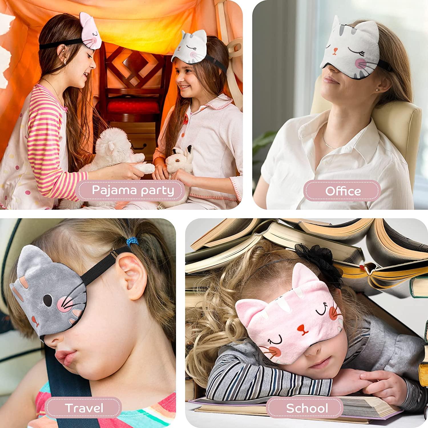 Mezeic Sleep Mask Cute Design for Sleeping Cartoon Soft Plush Blindfold  Funny Animal Eye Cover for Kids Girls Teens Women and Adult Eye Shade (Grey  Cat) F/Grey Cat