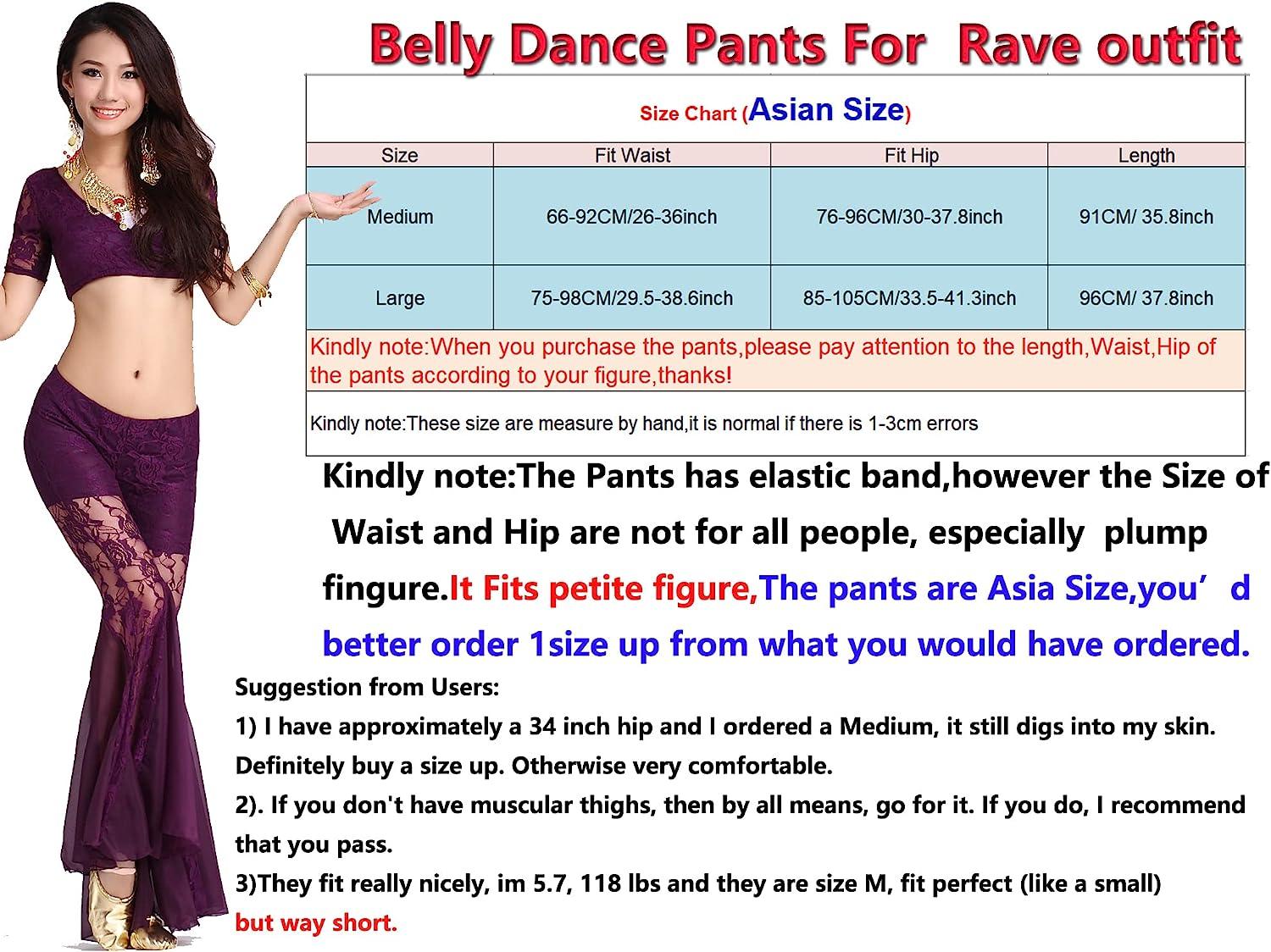  ZLTdream Women's Belly Dance Slit Pants Milk Silk Black ,  Medium : Clothing, Shoes & Jewelry