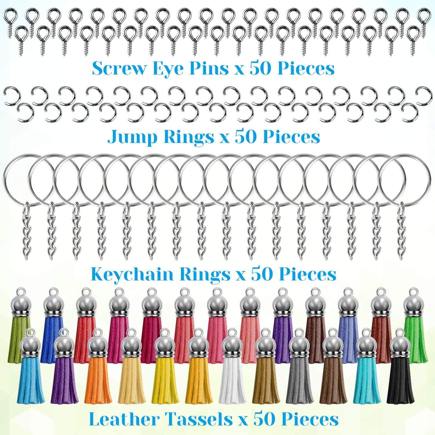 200pcs Metal Keyrings With Chain and Jump Rings in Bulk, Bulk