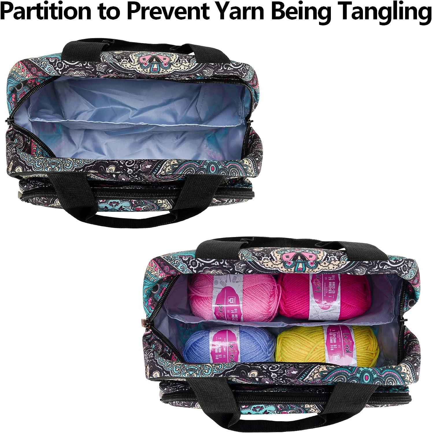 LoDrid Small Portable Knitting Bag, Crochet Yarn Storage Bag