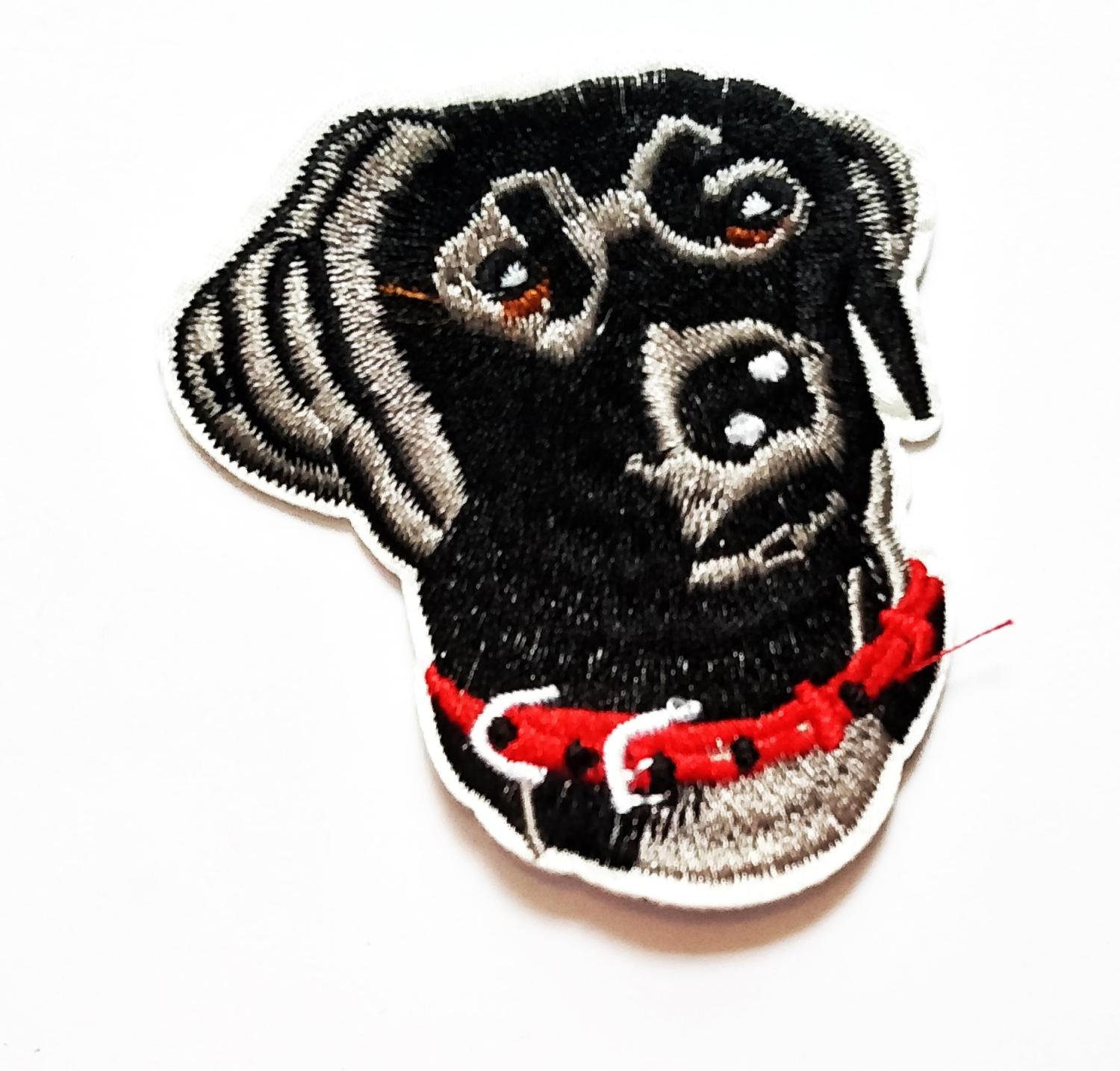 Nipitshop Patches Black Lab Labrador Cute Dog Red Collar Cartoon Kids Patch  Embroidered Iron On Patch for Clothes Backpacks T-Shirt Jeans Skirt Vests  Scarf Hat Bag