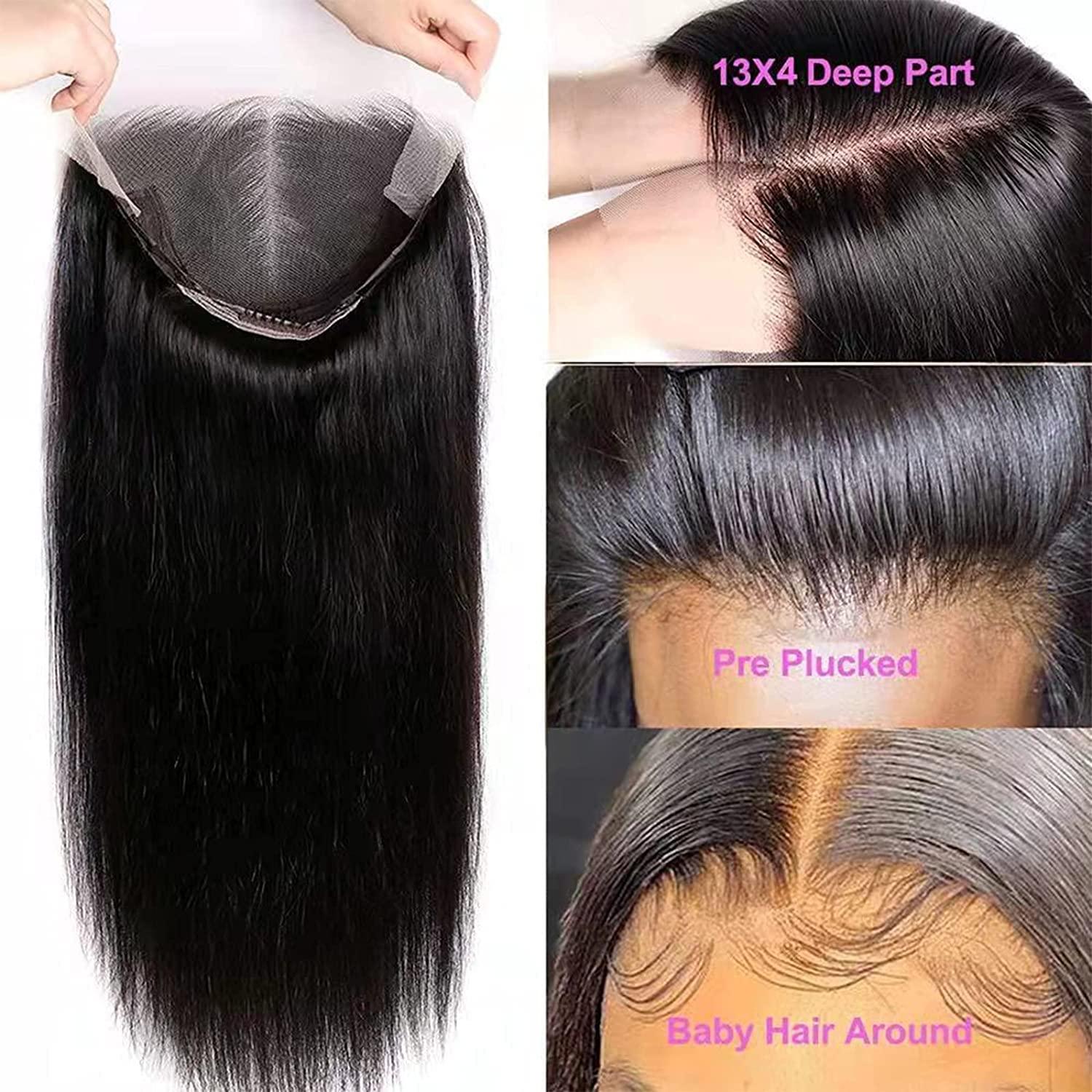 RESHOWBEAUTY Lace Front Wigs Human Hair Straight Human Hair 13x4 Lace  Frontal Wigs For Black Women With Baby Hair 180% Density Transparent  Brazilian