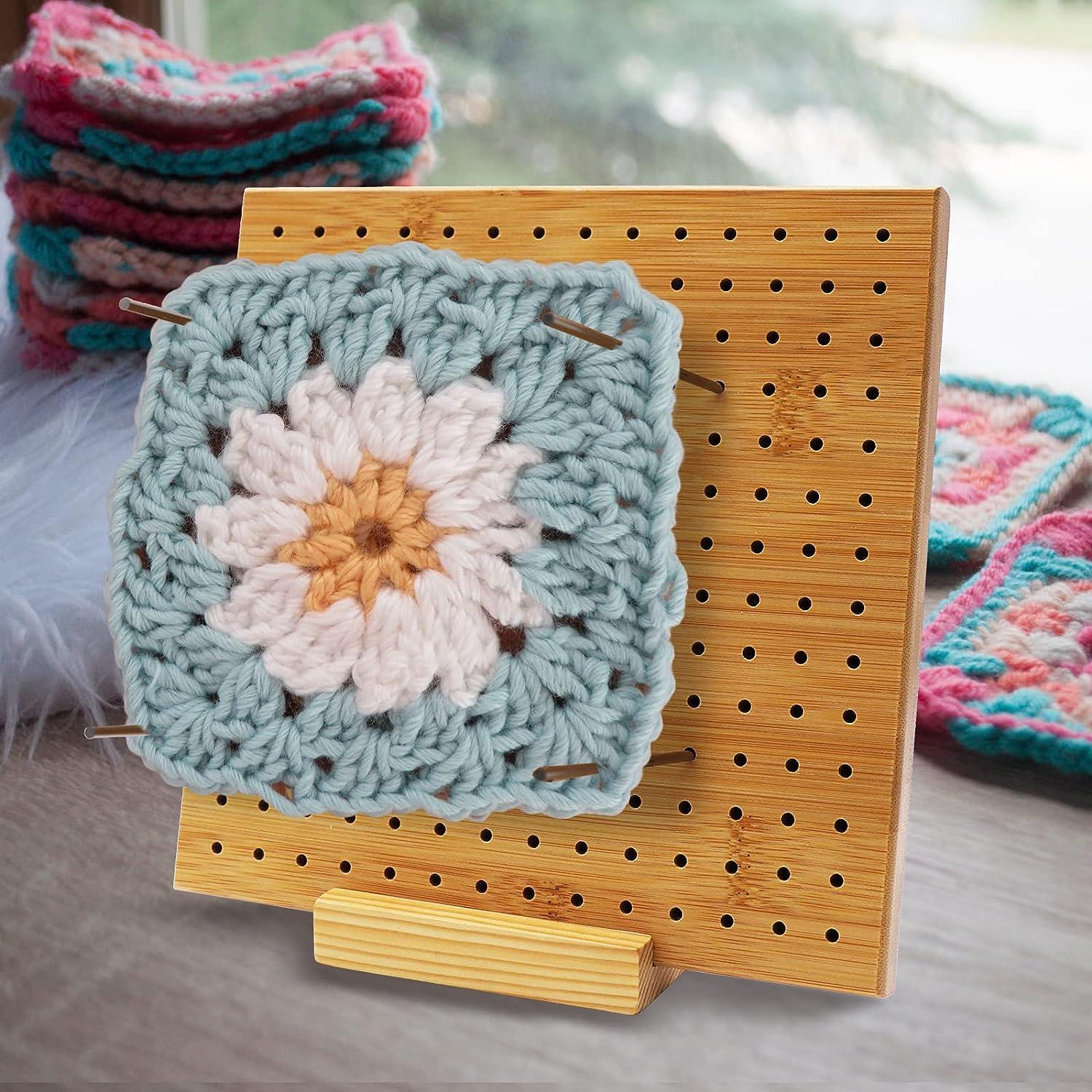 Crochet Blocking Board, 8 X 8 Inch Granny Square Blocking Board for Crochet  Projects, Wooden Crochet Blocking Board with 24 Stainless Steel Pegs