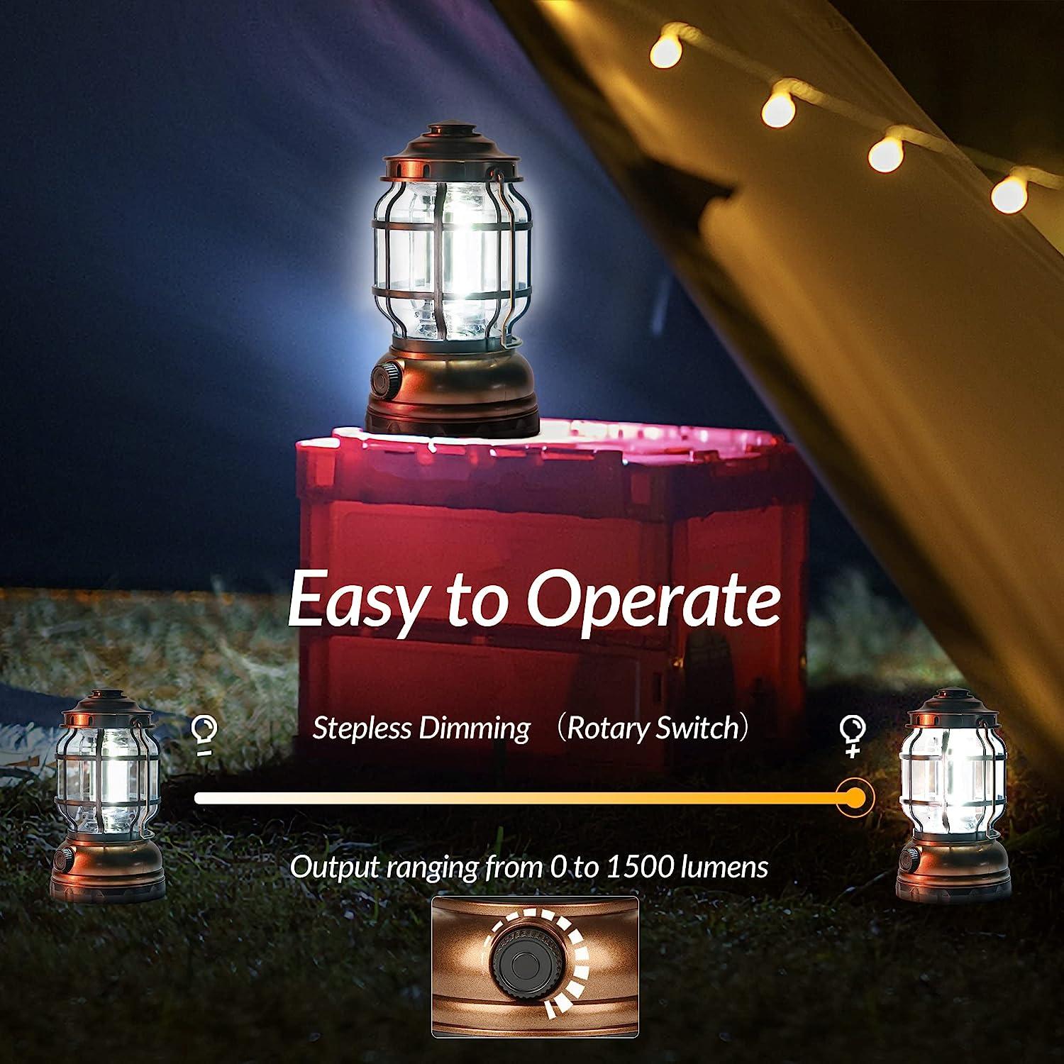 Battery Powered Tent Hanging Light Lantern Lamp Retro Style COB Camping Hiking Light, Size: L - White