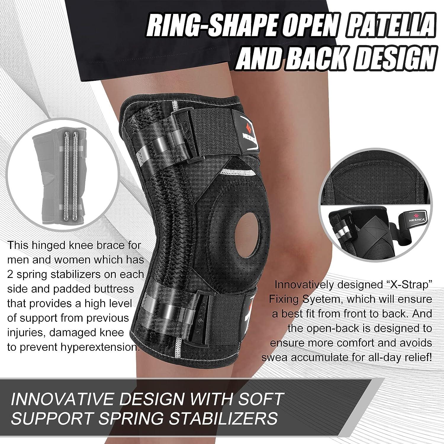 NEENCA Hinged Knee Brace, Adjustable Knee Immobilizer with Side Stabilizers  of Locking Dials