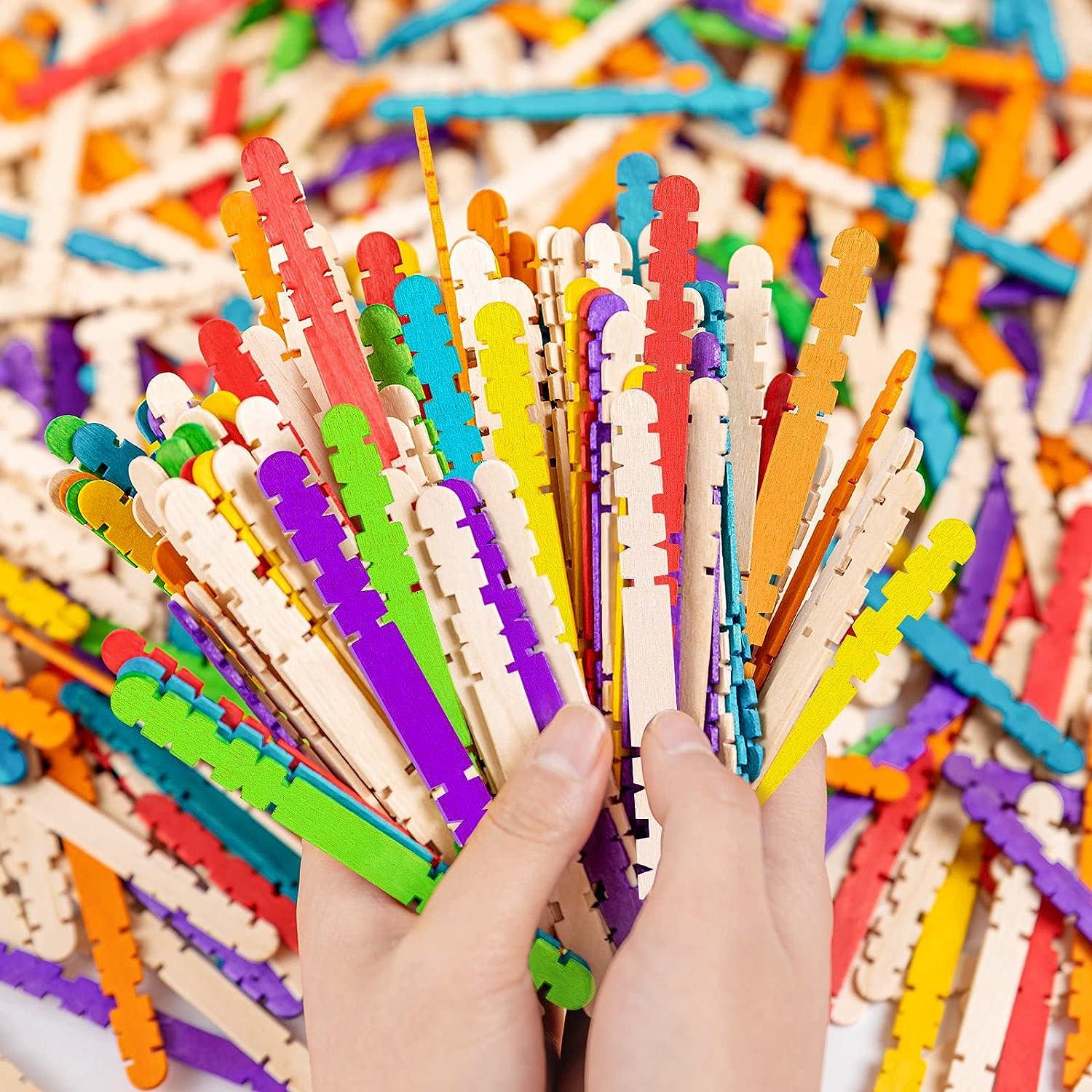 Colored Popsicle Sticks for Crafts, 4.5 Inch Colored Wooden Craft Sticks,  Ice Cream Sticks, Rainbow Popsicle Sticks, Great for DIY Craft Creative  Designs and Children Education(50Pcs)