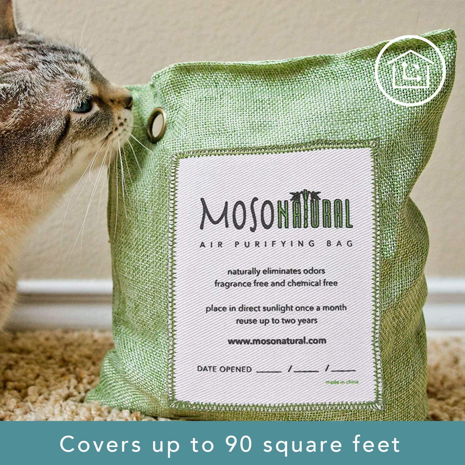 Moso Natural Air Purifying Bag. A Scent Free Odor Eliminator For Cars,  Trucks and SUVs. Premium Moso Bamboo Charcoal Odor Absorber. (Linen)