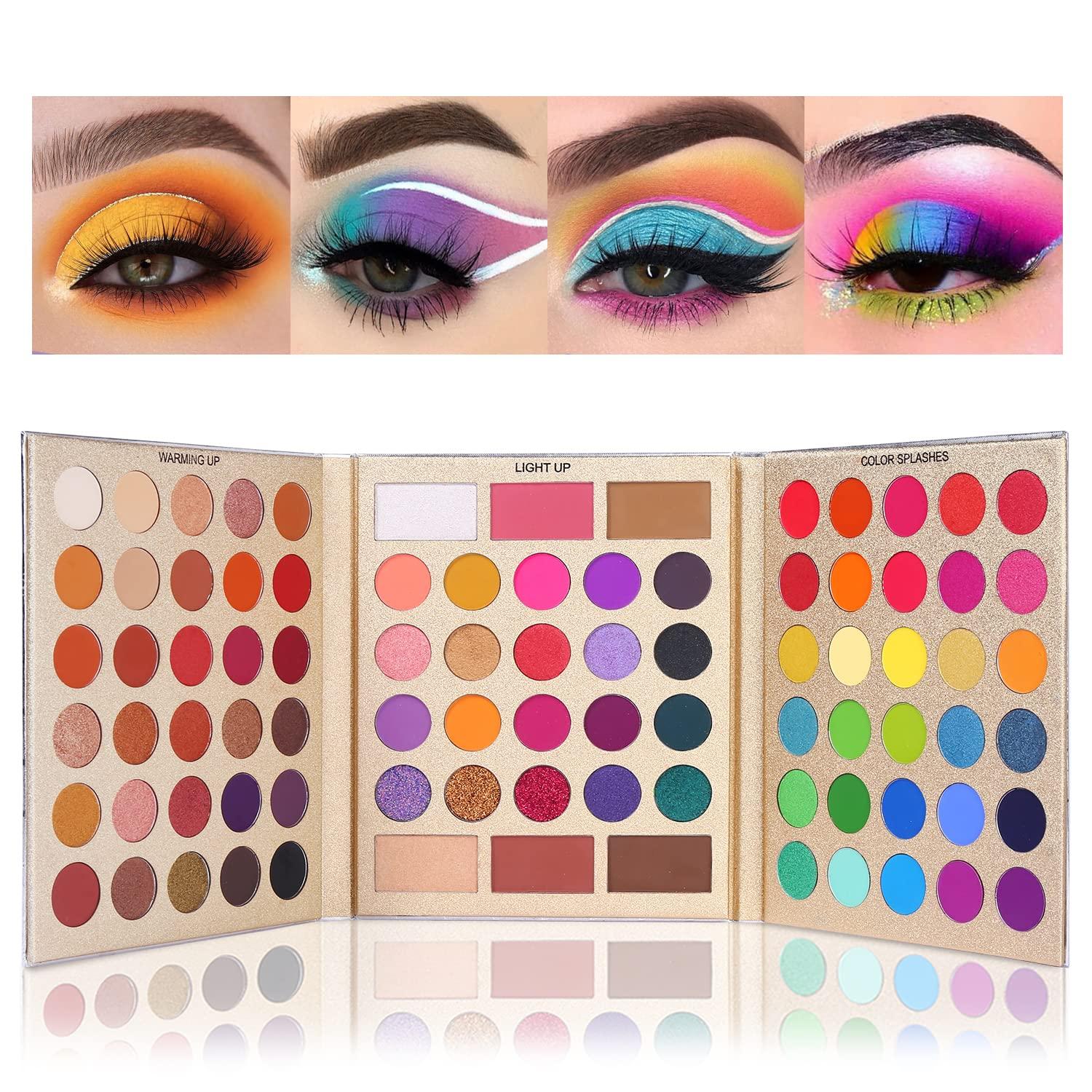 Eyeshadow Palette with 8Pcs Brushes Makeup Set, Pigmented 120 Colors Make  Up Sets, Matte Shimmer Glitter Eye Shadow Pallet Highlighter Contour Blush
