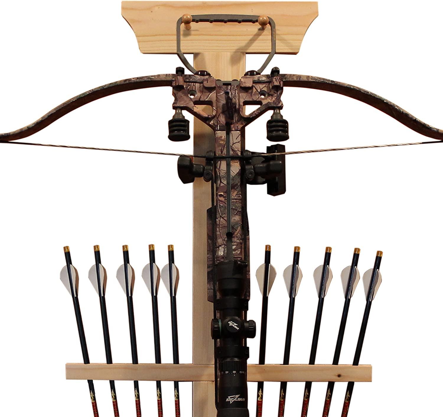 Rush Creek Creations Real tree Crossbow and 10 Arrow Bow Rack - 4 Minute  Assembly - Extra Large Pegs , 18.5L x 1.5W x 36H
