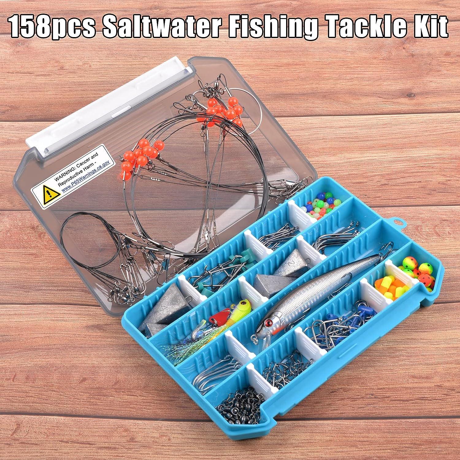 Saltwater Fishing Tackle Box Surf Fishing Tackle Kit, 157Pieces Sea Fishing  Gear Set Include Fishing Spoon Jigs Fishing Bait Rig Pyramid Weights Wire  Leaders Fishing Accessories 