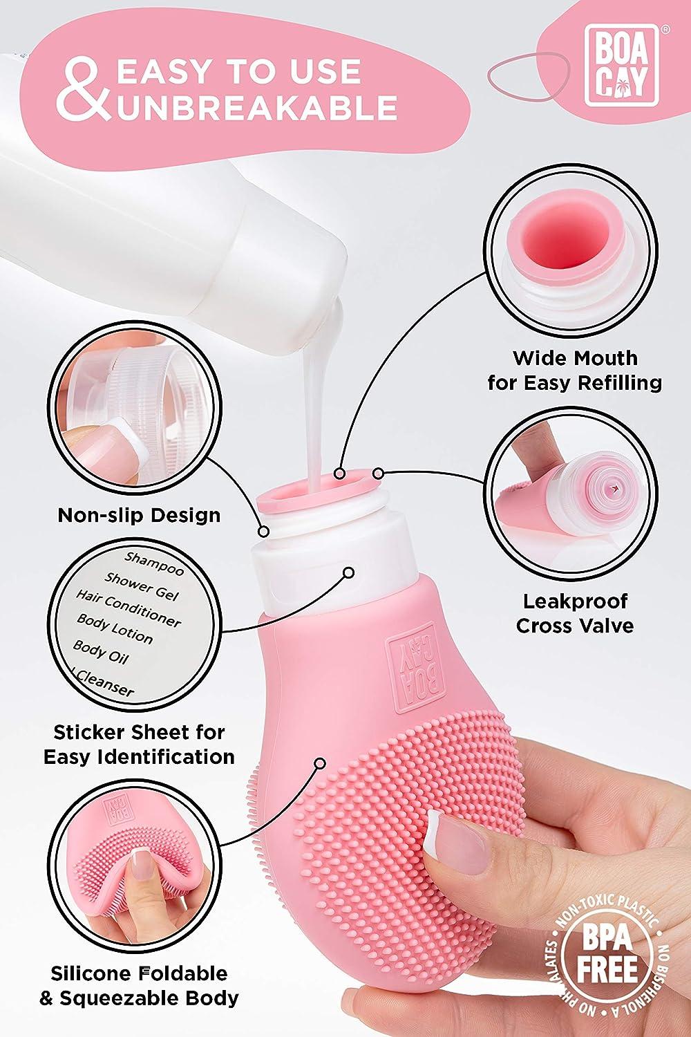 Silicone Travel Bottle Set TSA Approved Leak Proof Squeeze Bottles for  Shampoo, Lotion & Liquid Toil…See more Silicone Travel Bottle Set TSA  Approved