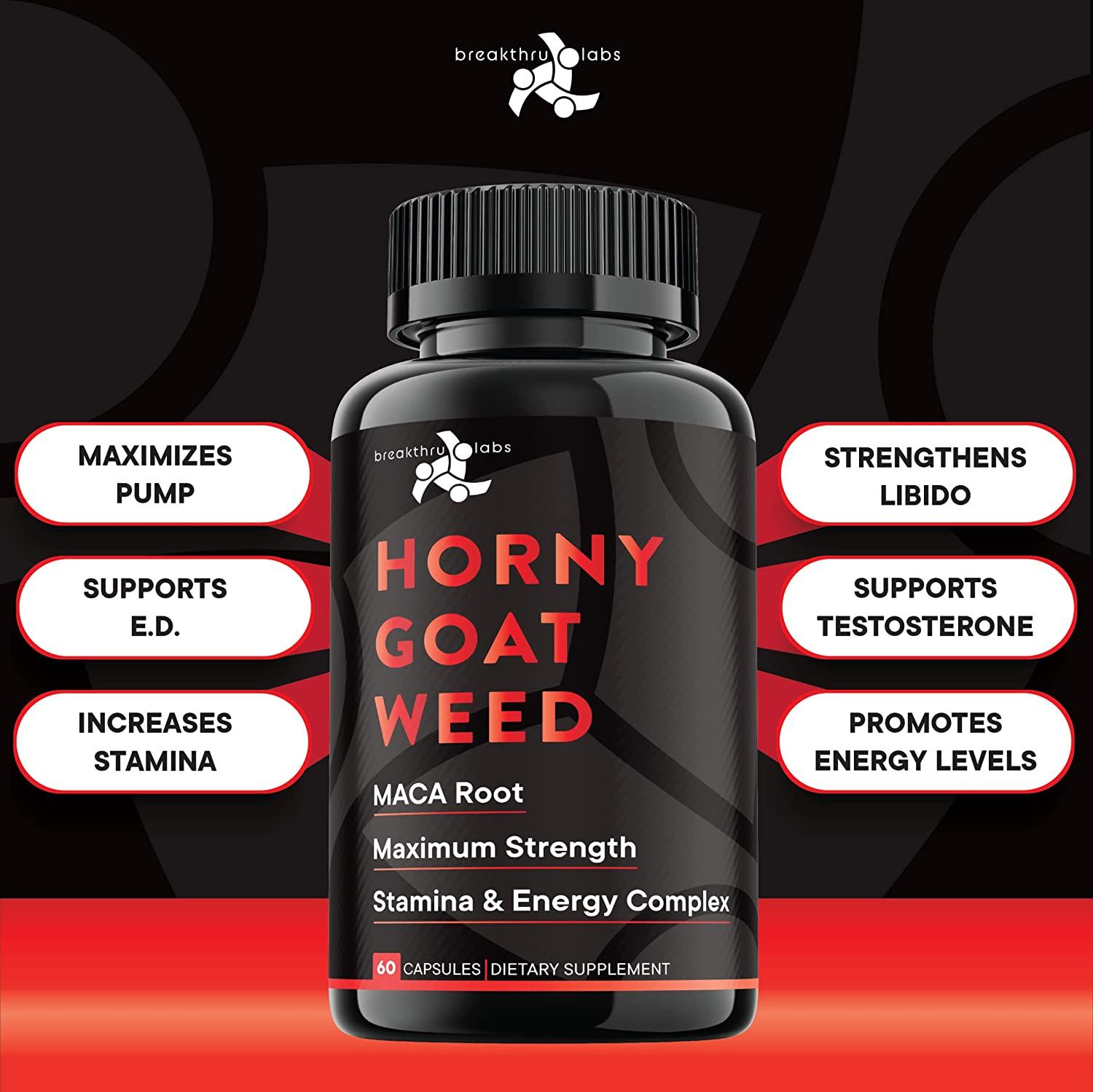 Horny Goat Weed By Breakthru Labs 1000mg Max Strength Maca Root Ginseng Tongkat Ali Root 9588