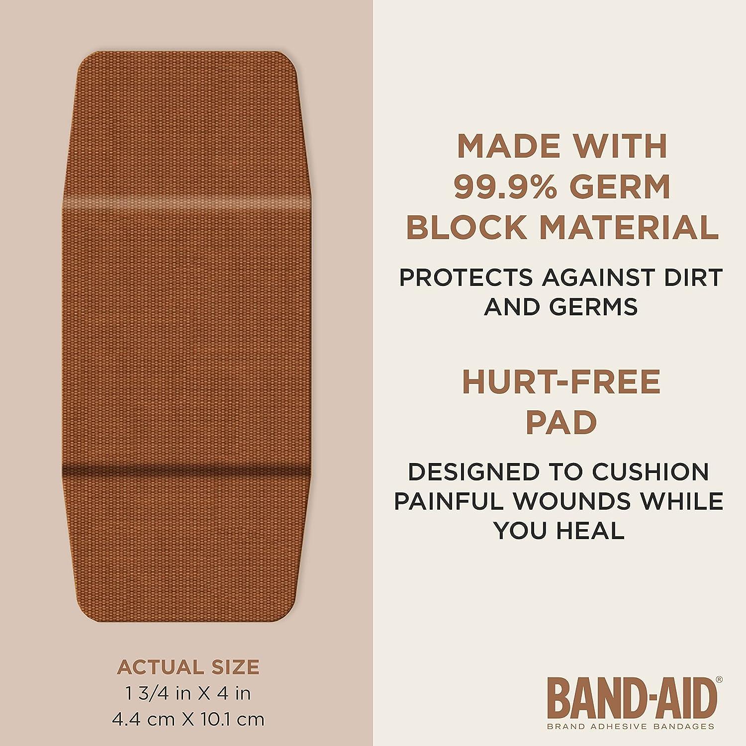 Band-Aid Brand Ourtone Adhesive Bandages, Flexible Protection &  Care of Minor Cuts & Scrapes, Quilt-Aid Pad for Painful Wounds, BR55, Extra  Large, 10 ct : Health & Household