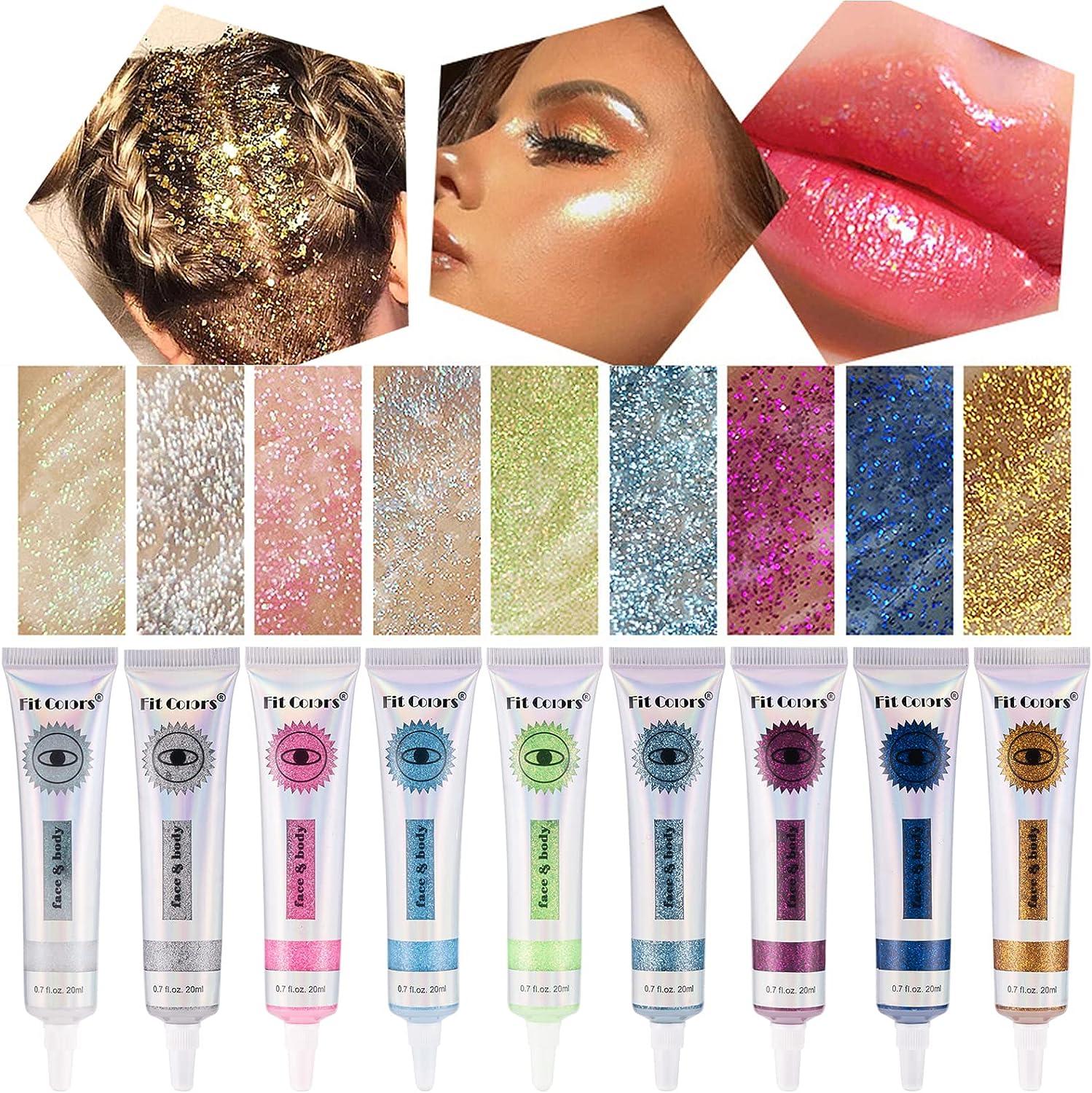 Roll On Body Glitter - Cosmetic-Grade, Easy to Use Holographic Body Glitter  Gel for Body, Face, Hair and Lip, Sparkling Sequins Festival Glitter