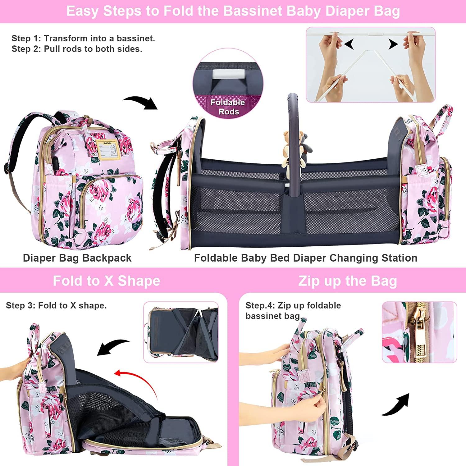 3 in 1 Baby Diaper Bag Backpack with Changing Station for Boy Girl  Waterproof