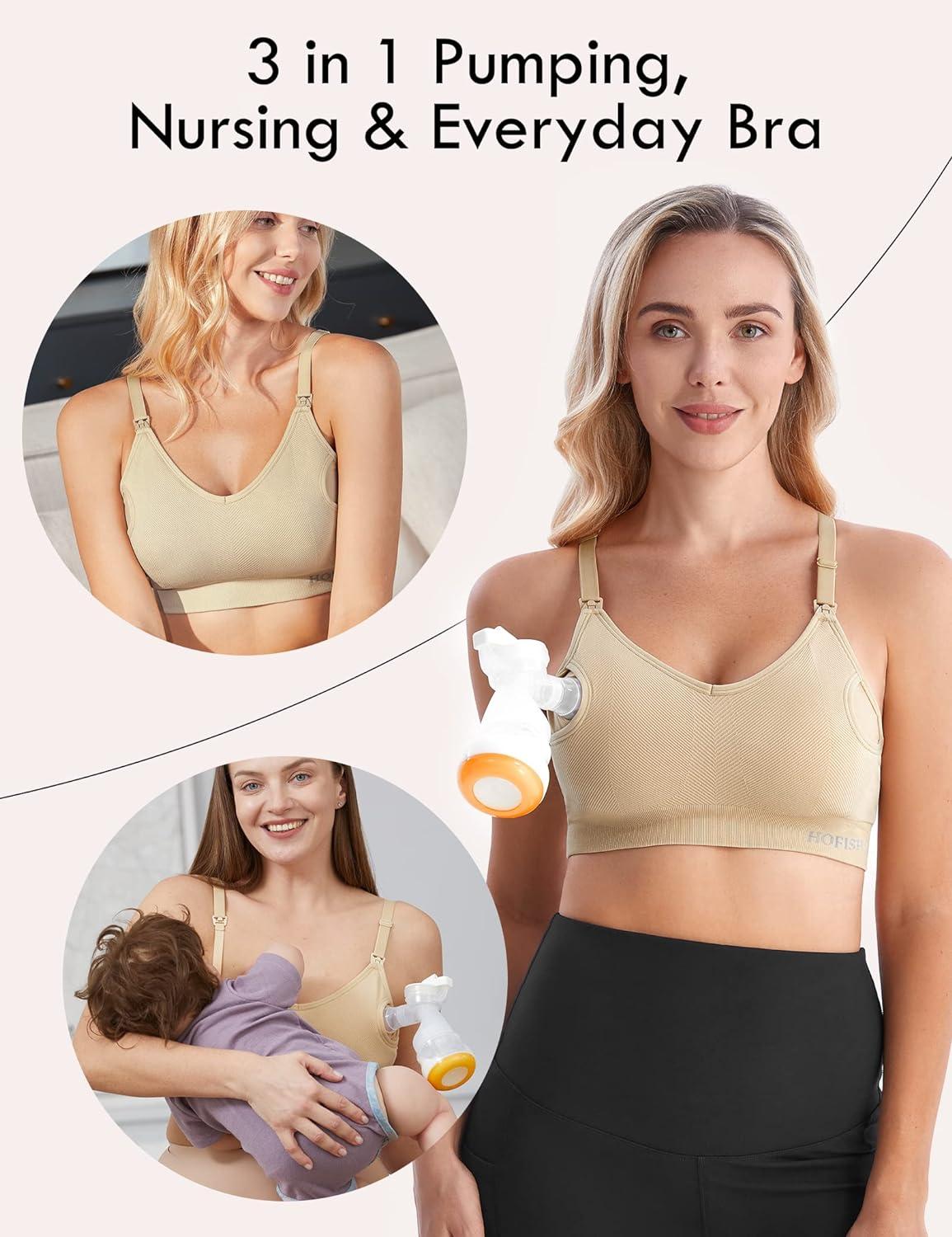 Pumping Bra Hands Free for Women, Comfortable Nursing Bras for  Breastfeeding Women Pregnancy Nursing and Pumping Bra in One at   Women's Clothing store