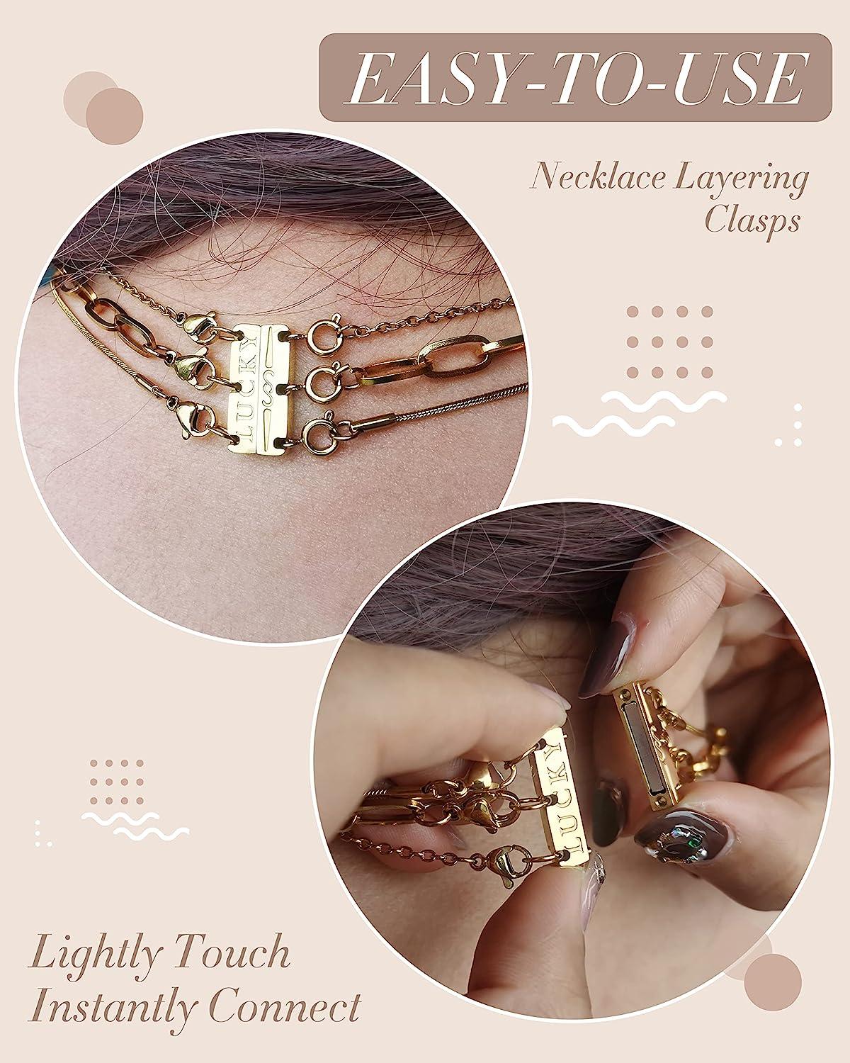 Necklace Layering Clasps, Magnetic Necklace Connector Magnetic Necklace  Separator For Layering Multi Strands Clasps For Layered Bracelet Neckla