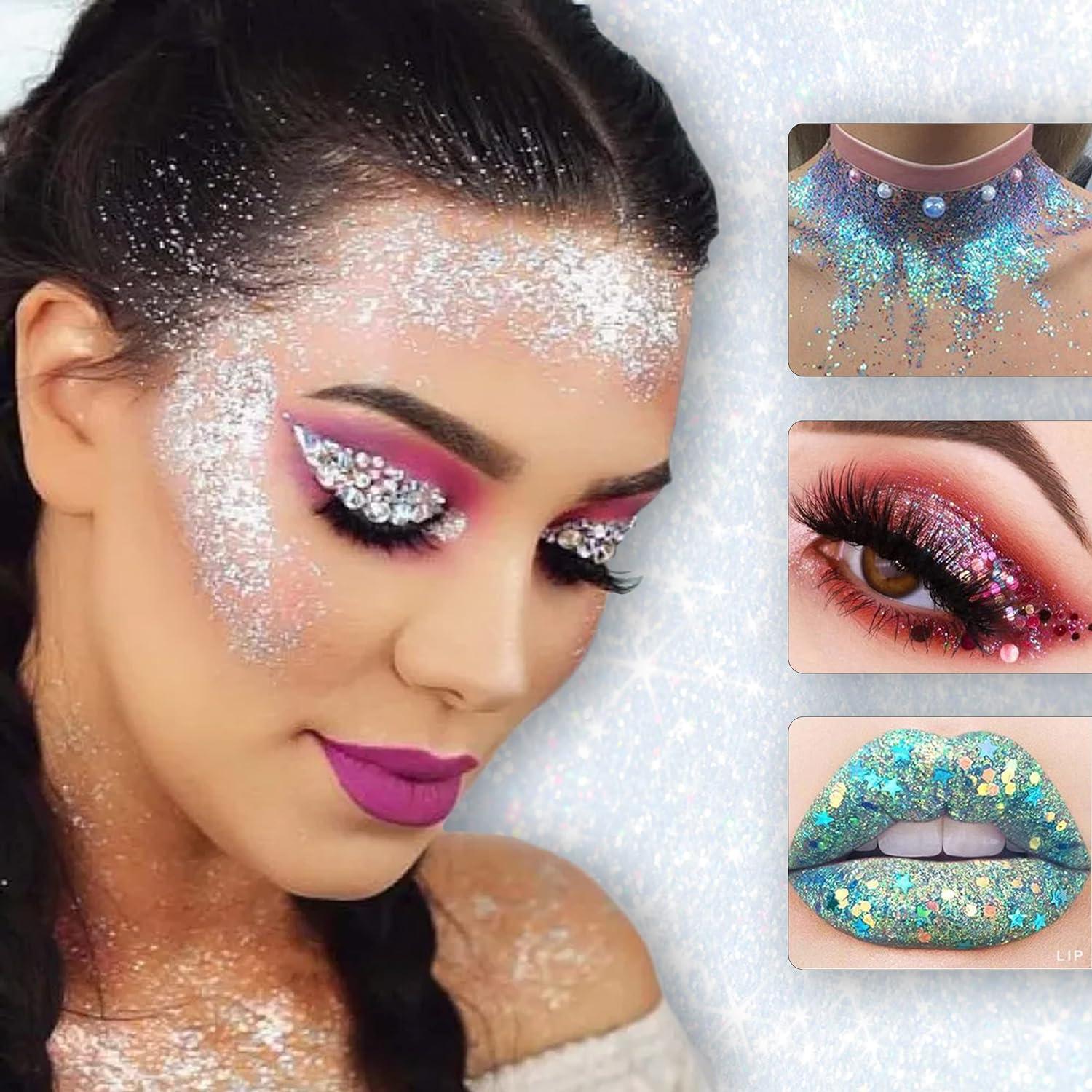 Holographic Gold Loose Face and Body Glitter Makeup