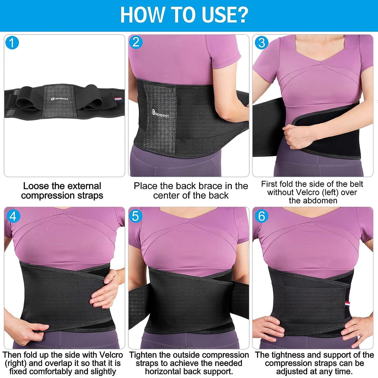  Bracepost Back Brace for Lower Back Pain Relief with 7 Stays  Ultra-Breathable Back Support Belt for Women Men, Adjustable Lumbar Support  Belt for Herniated Disc, Sciatica, Scoliosis(Size: Small) : Health 