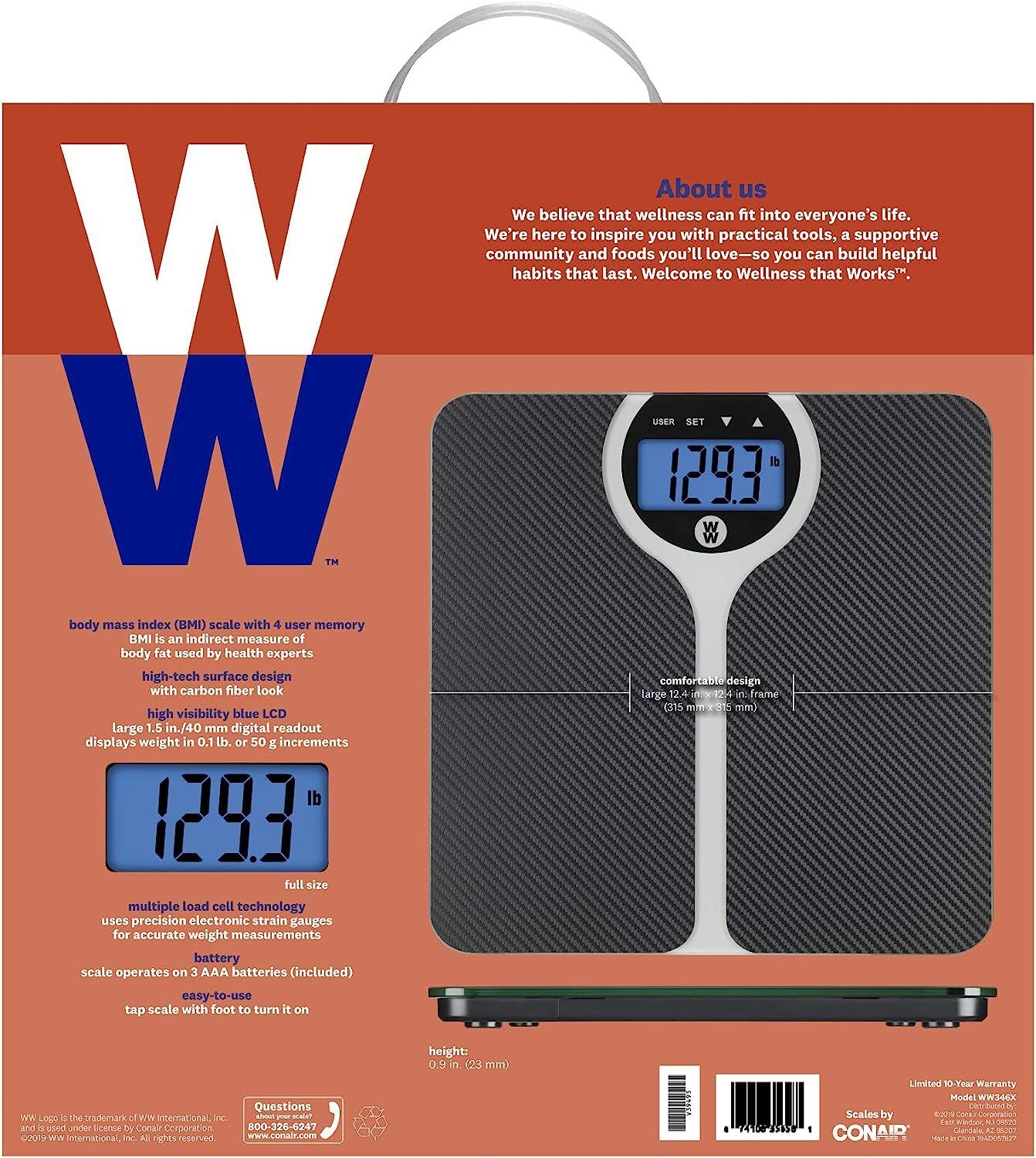 Weight Watchers by Conair Scales by Conair Digital Glass Bathroom Scale 400  Lbs.
