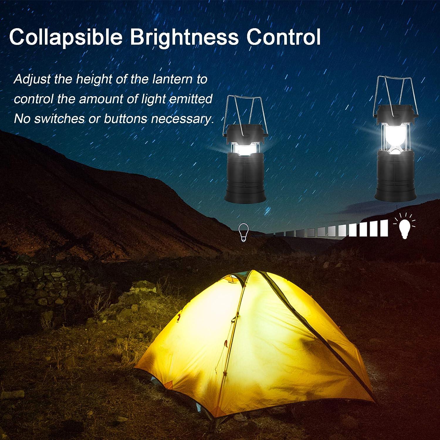 Camping Lantern Solar Rechargeable with Phone Charger,LED Lantern  Flashlight 2 Power Supply Modes Survival Kit for Emergency, Hurricane, (1  Pack)