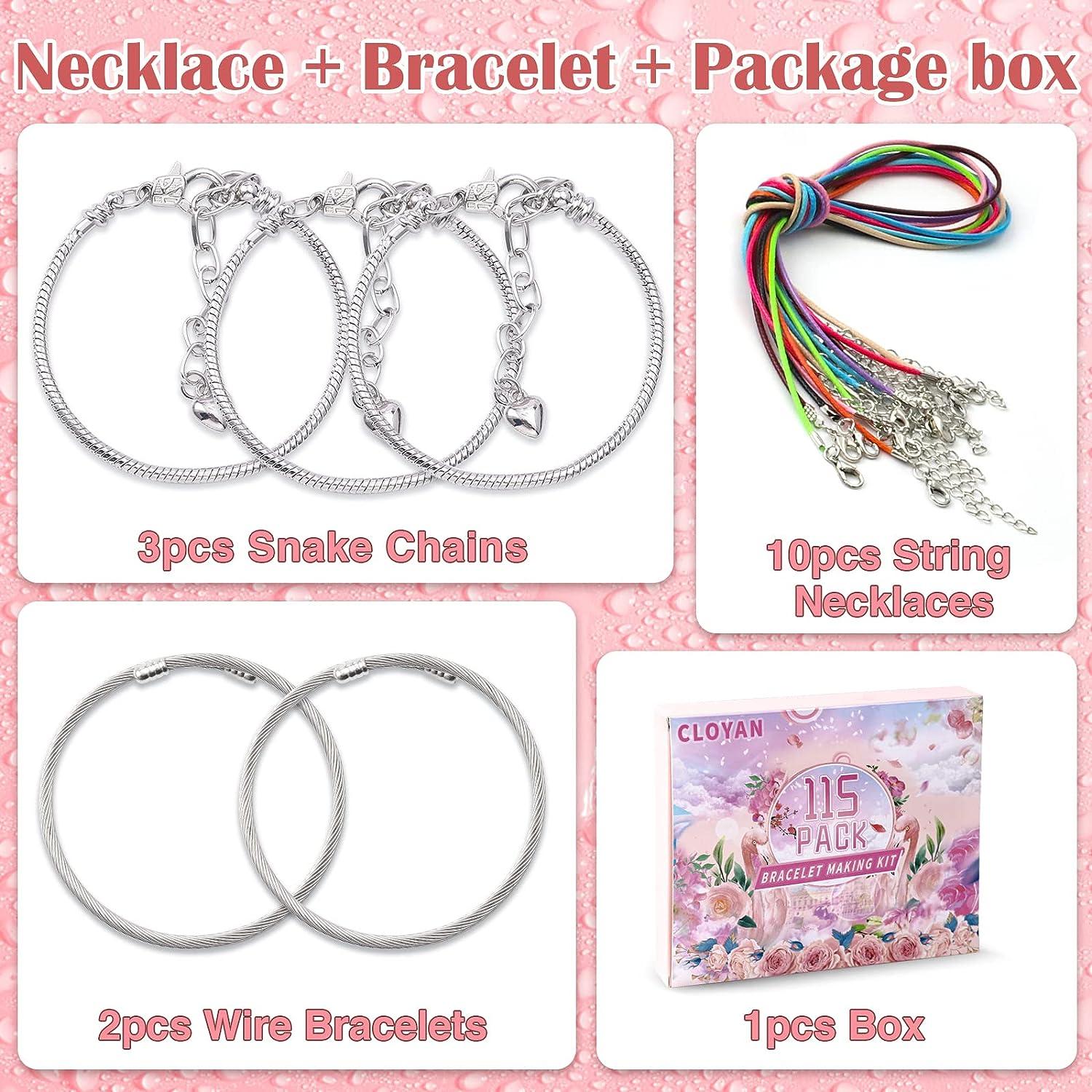 Charm Bracelet Making Kit for Girls, 115PCS Jewelry Making Kit with Beads,  Jewelry Charms, String Necklace, Bracelets for DIY Craft, Valentine's Day