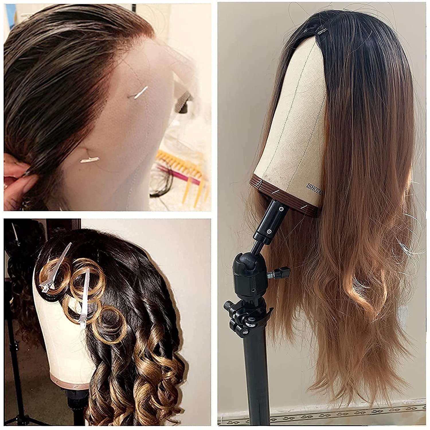 ISHOT Wig Head 23Inch,Mannequin Head With Stand,Canvas Wig Head For  Wigs,Wig Making Styling Display With Table Clamp Set