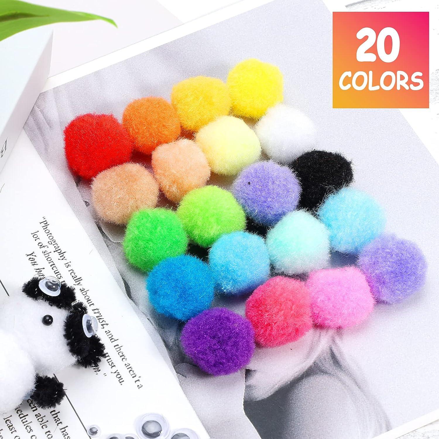 Aoibrloy 450 Pcs 300PCS 1Inch Pom Poms with 150PCS Wiggle Eyes Multicolor Craft  Pom Pom Balls for Kids DIY Arts and Crafts Projects and Decorations  300PCS-1inch