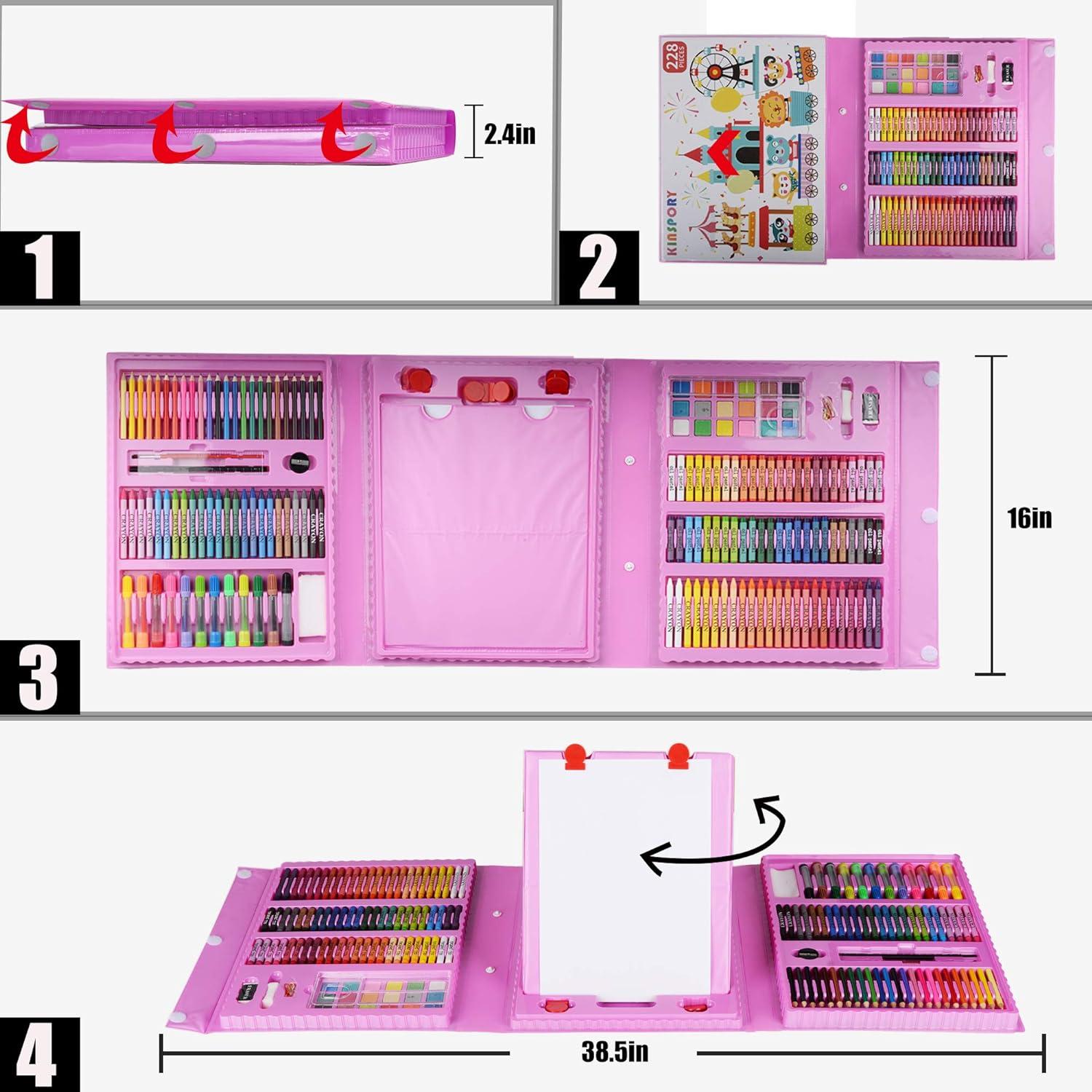 Generic Art Set Boys Girls Birthday Gifts Toys Kids Art Supplies Coloring  Case Kit Painting & Drawing Sets For Children 176 Pcs Pink @ Best Price  Online