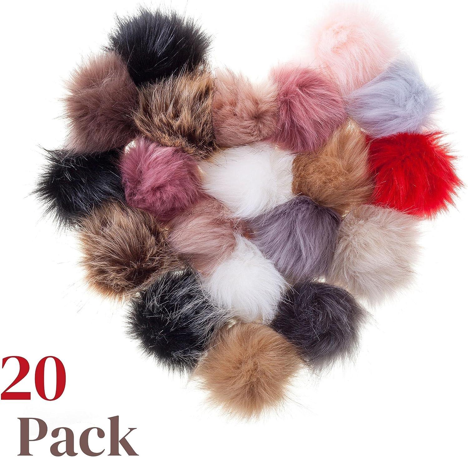  14 Pieces Faux Fur Pom Pom Balls for Hats DIY Faux Fur