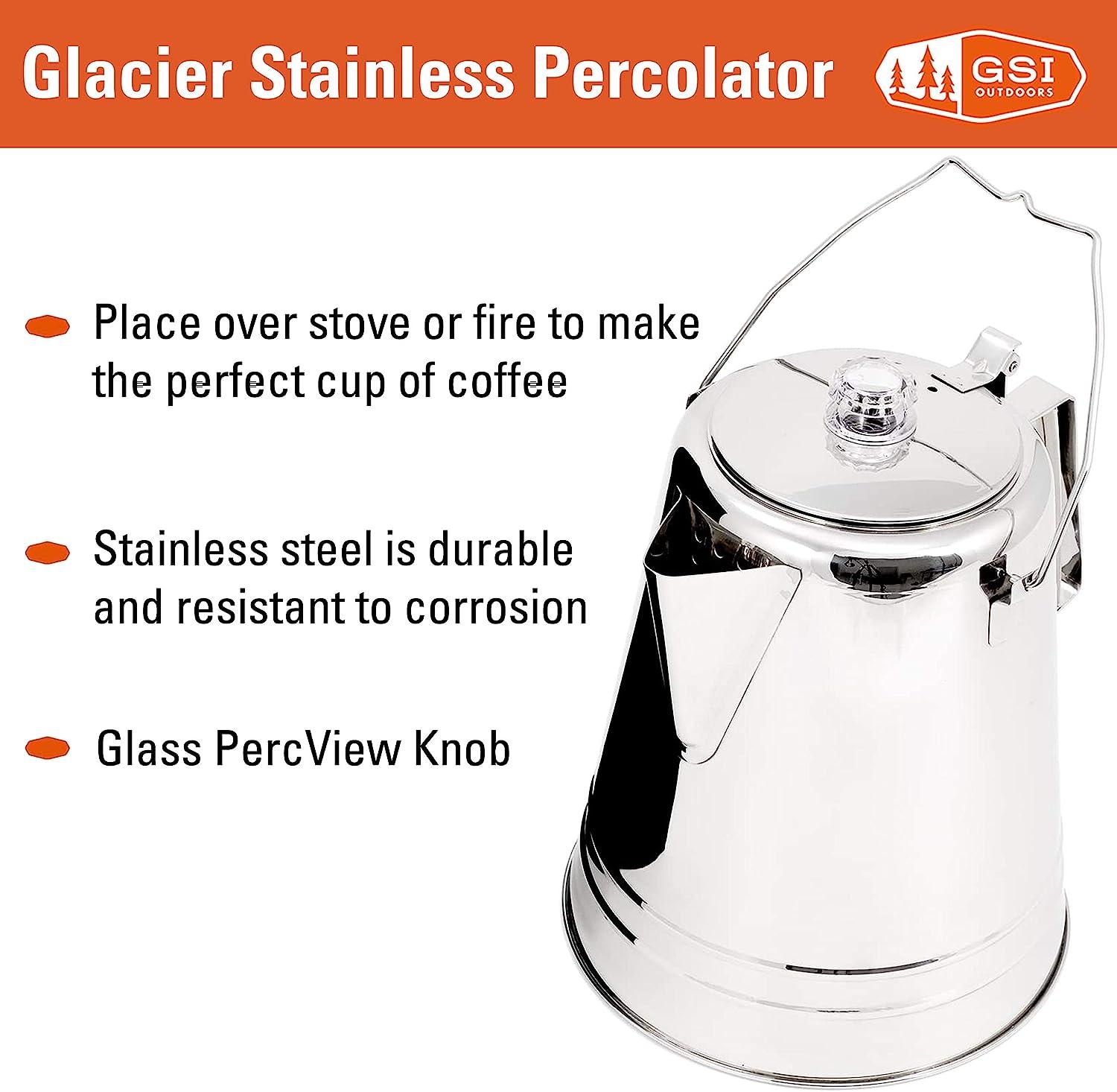 Outdoor Camping Coffee Pot Cup Stainless Steel Percolator Coffee