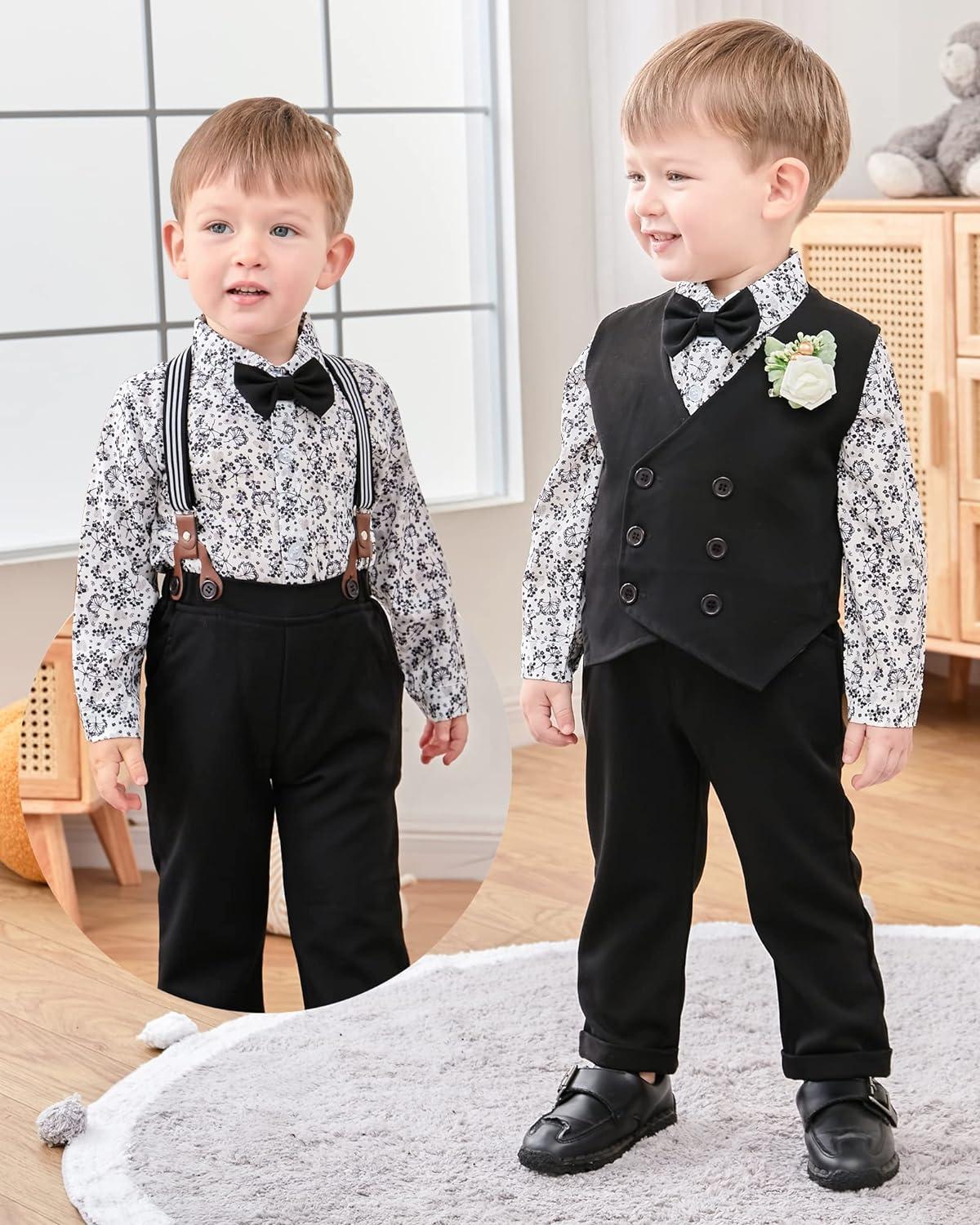 Buy Outfit Toddler Baby Kids Boy 3PCS Clothes Set Bowtie Gentleman Vest  Long Sleeve T-Shirt Pants Party Outfits Long Sleeve Plaid Dress (White, 3-4  Years) Online at desertcartINDIA