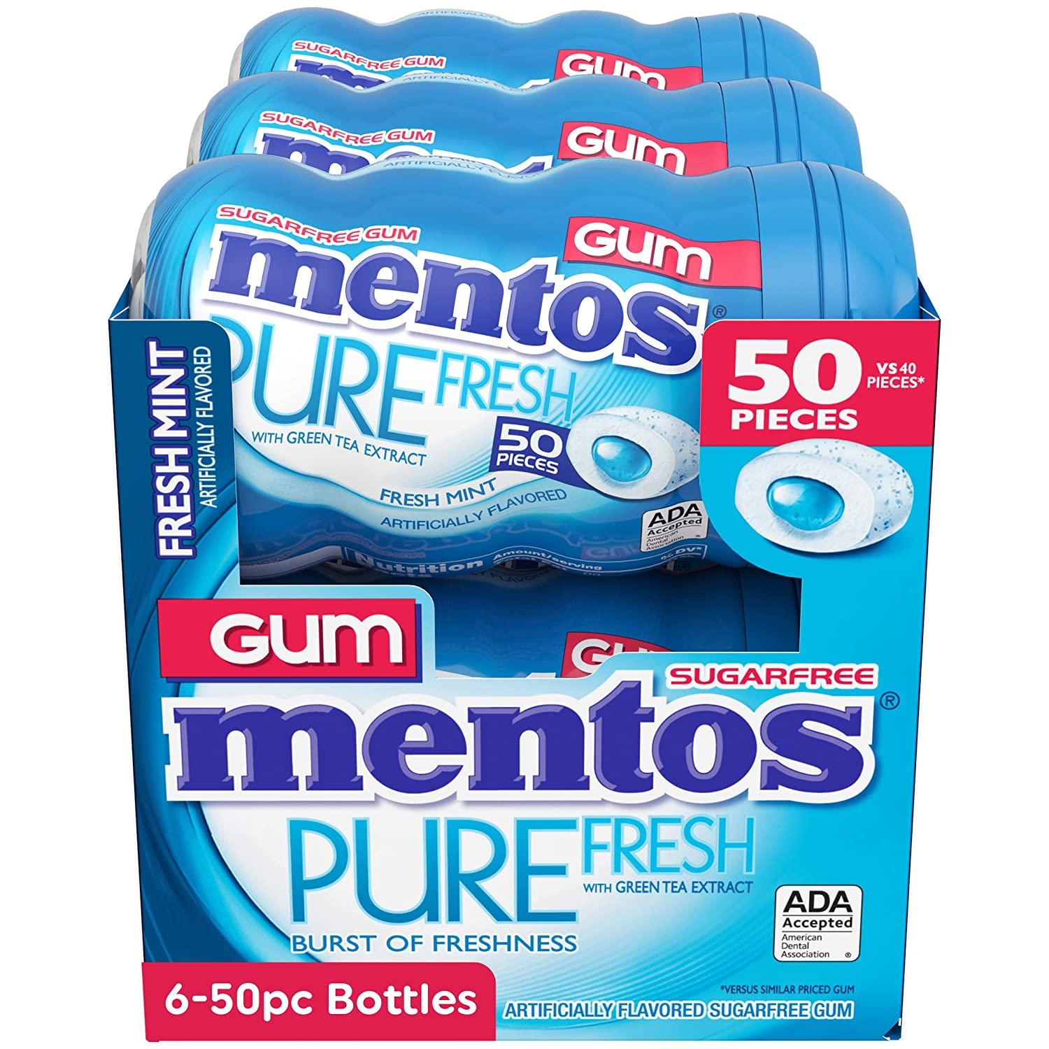 Mentos Pure Fresh Sugar-Free Chewing Gum with Xylitol, Grape Medley, 50  Piece Bottle (Bulk Pack of 6)