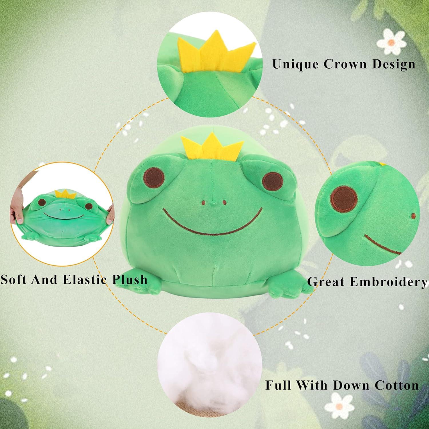 JUNERAIN Giant Frog Plush Soft Pillow Adorable Plush Frog Stuffed Animal  Cute Plushies Birthday for Kids Toddlers Boys Girls Unique Frog Stuffed Toy  Emerald Green 42cm